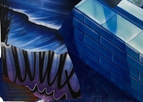 Brandon J. Donahue-Shipp_Bathtime_55 x 55 inches / 140 x 140 cm, airbrush acrylic, collage on t-shirt canvas, 2024