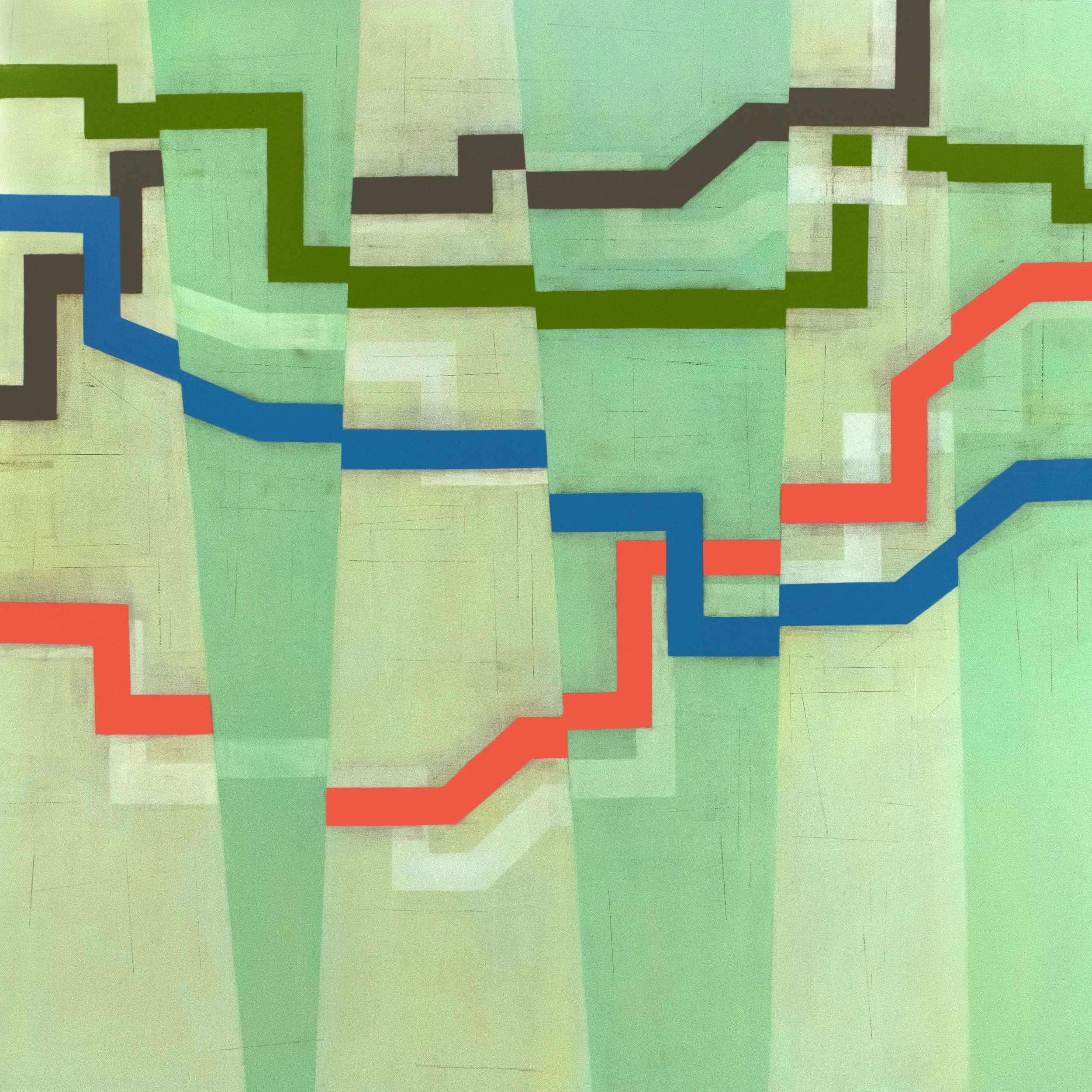 NEVER THE SAME SPACE TWICE E16 | 70 x 70 inches / 177 x 177 cm, oil on canvas, 2023