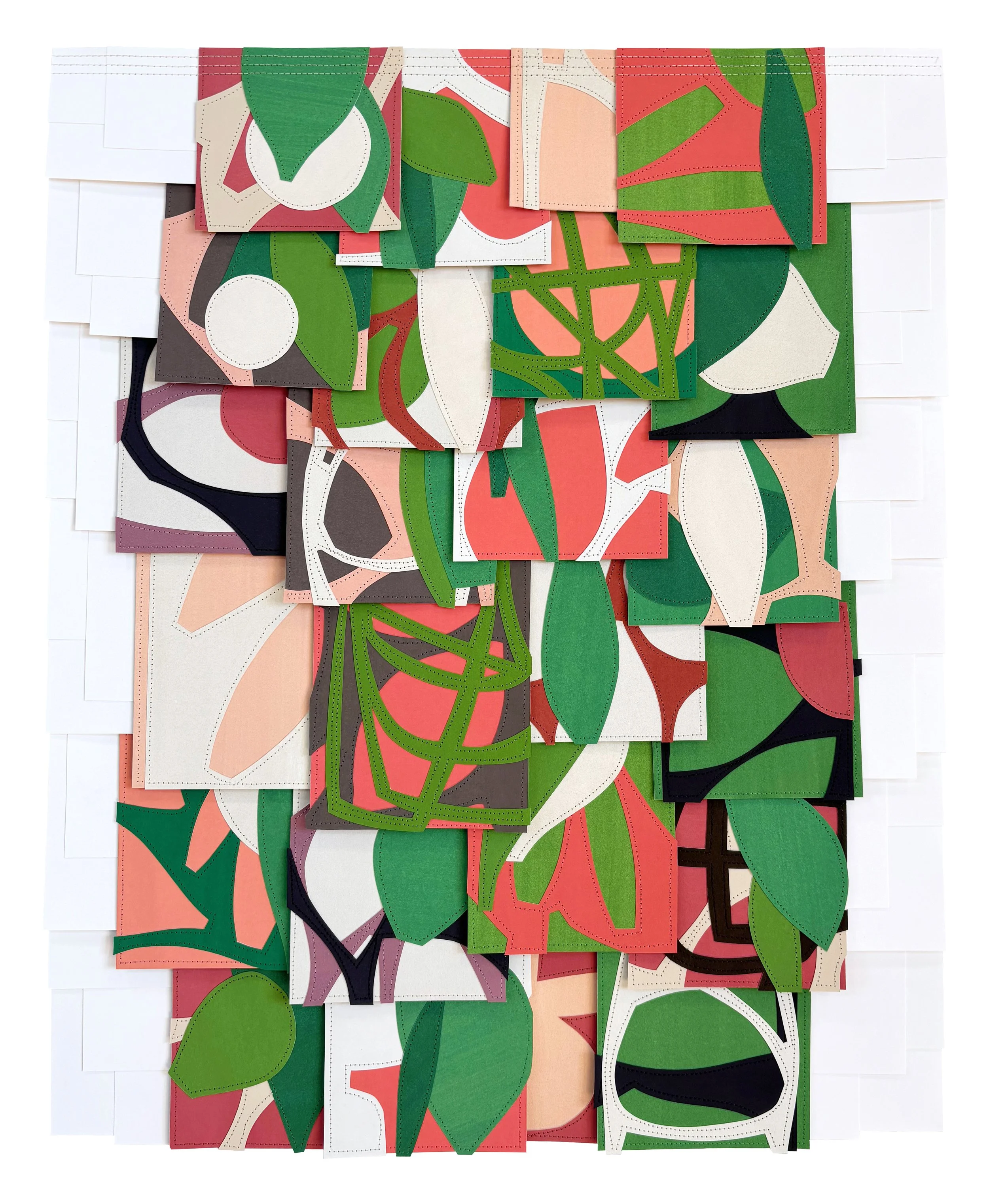 Raymond Saa Untitled (PS202423) | 27 x 22 inches / 68.6 x 55.9 cm, gouache collage on sewn paper, 2024