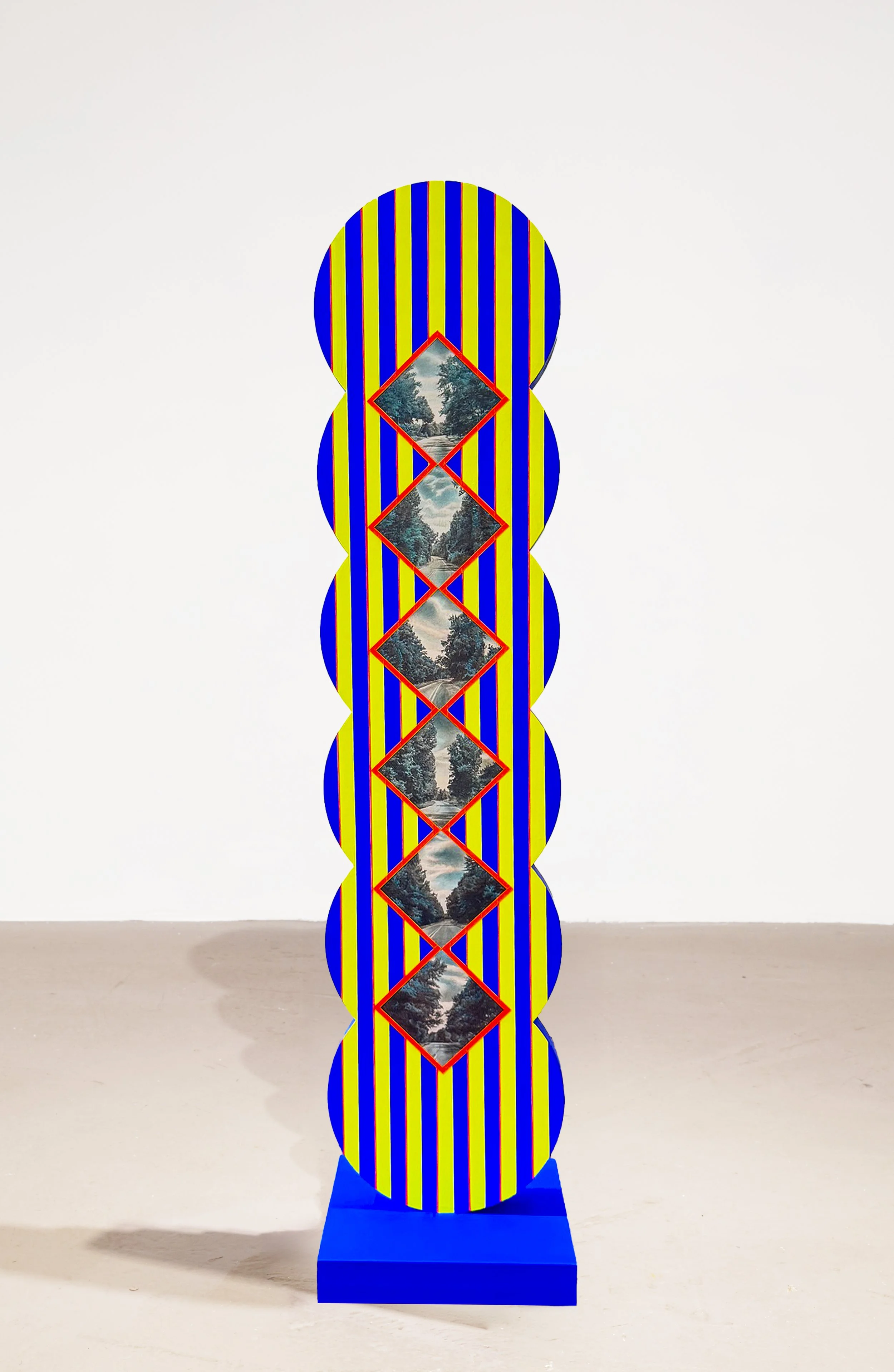 248 MILES (SIX CIRCLES 1) | 54 x 12.5 x 12.5 inches / 137.2 x 31.5 x 31.5, gouache, acrylic on panel, 2024 