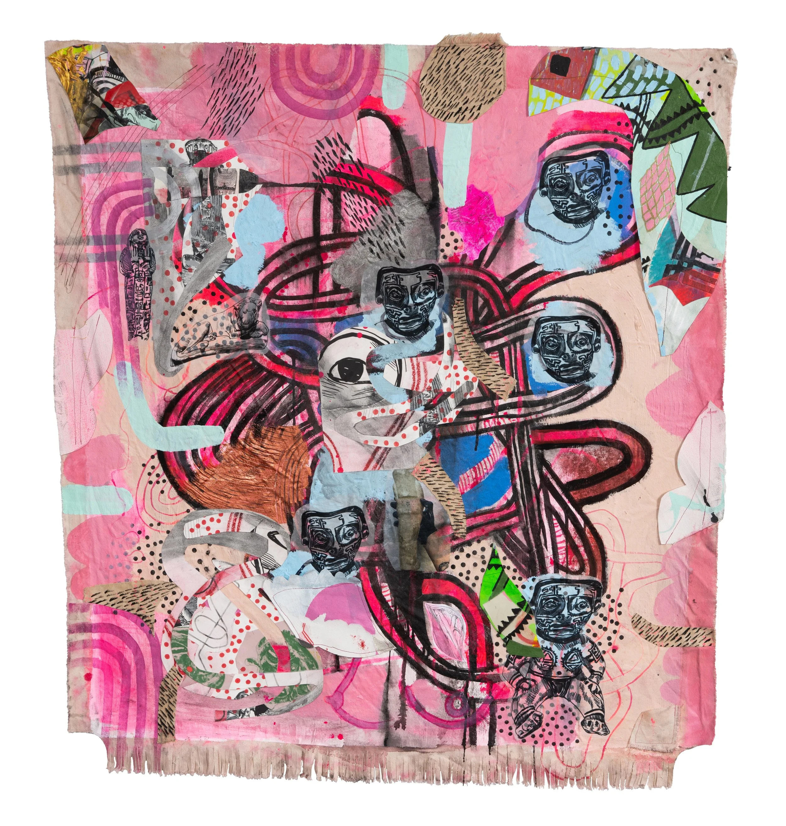 WOVEN 3 | 40 x 40 inches / 101 x 101 cm, mixed media and canvas collage, 2026