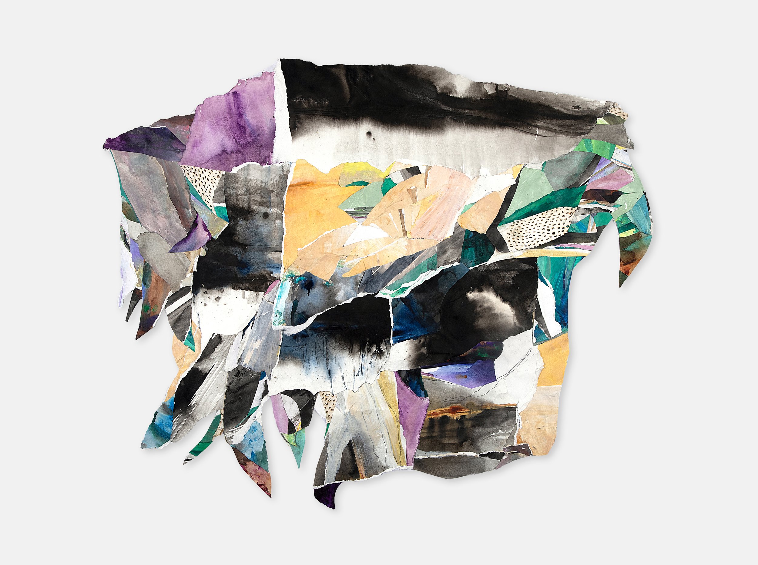 LA VAUGHN BELLE | STORM (HOW TO IMAGINE THE TROPICALIA AS MONUMENTAL- AS IN THE BREAKING OF EARTH) | 34.5 x 41 inches / 87.6 x 104.1 cm, charcoal, ink and acrylic with cuts and burns on paper, 2024