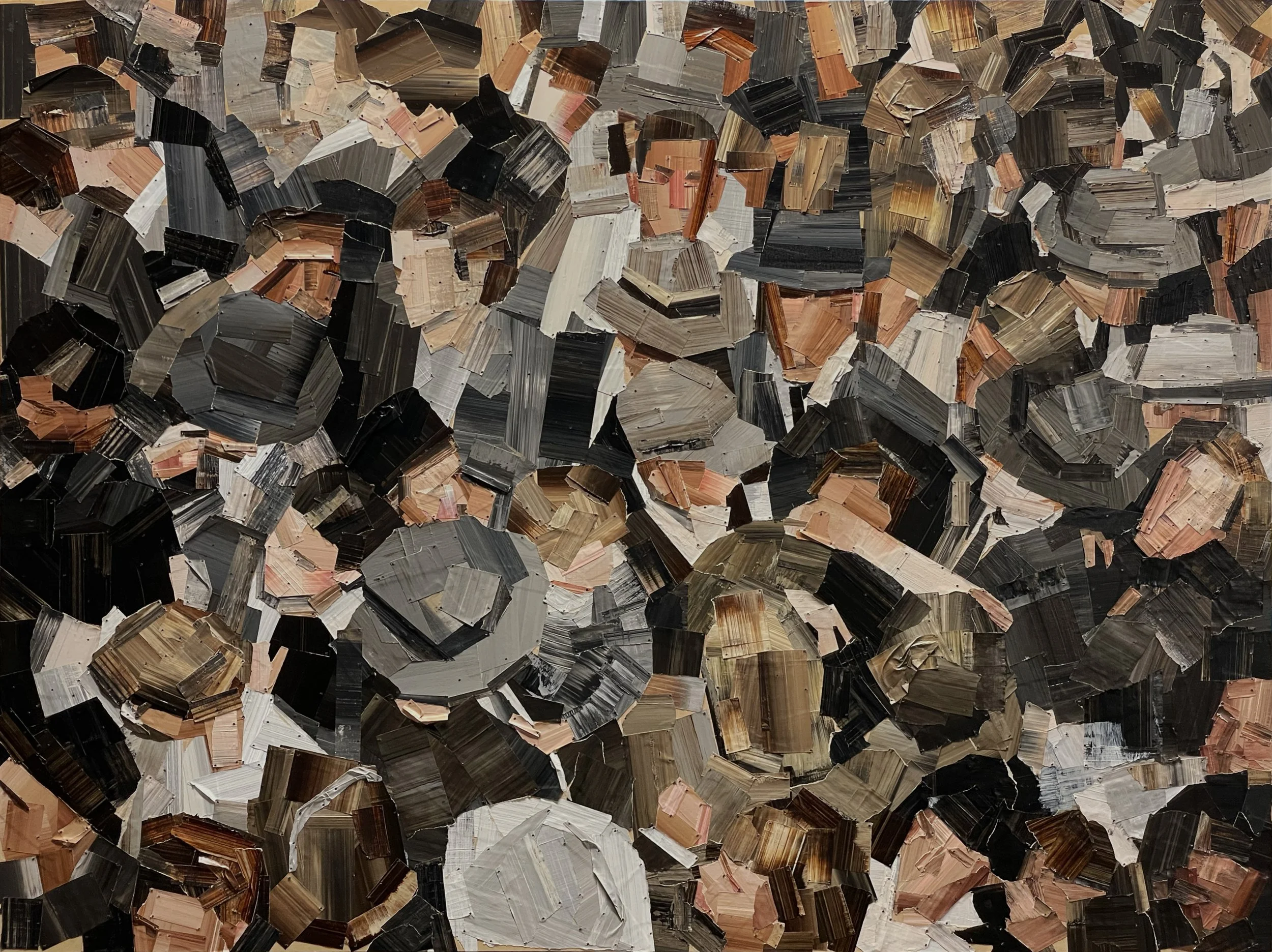 TOWN | 36 x 48 inches / 91.4 x 121.9 cm, masking tape, acrylic paint on board, 2026