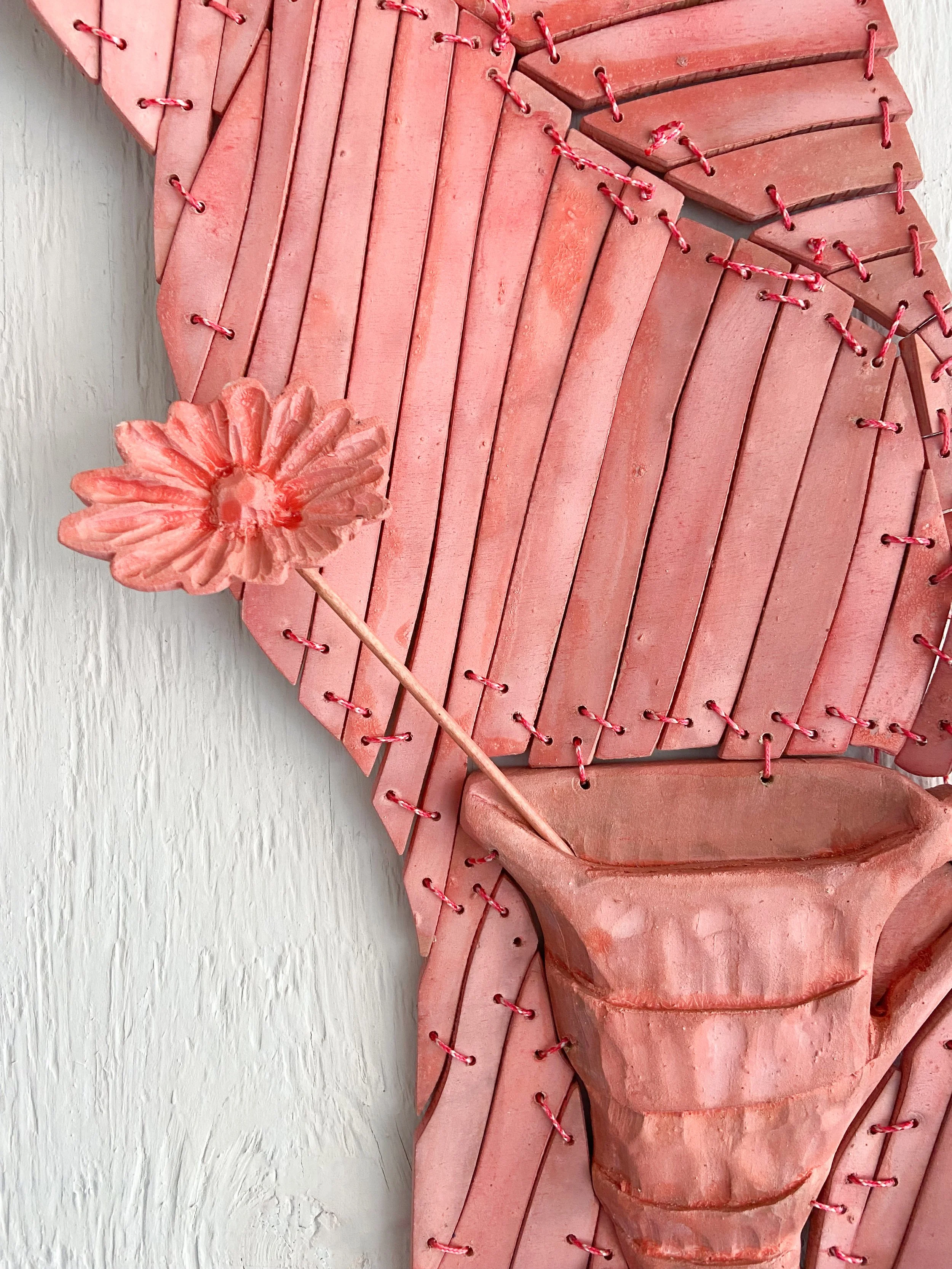 dan gunn- LAUREL, PITCHER (VICTORIAN PINK) | 32 x 11.5 x 2.75 inches / 81 x 29 x 7 cm, acrylic, milk paint, light stable metalized acid dye, and polyurethane on birch plywood and popular with nylon cord, 2026