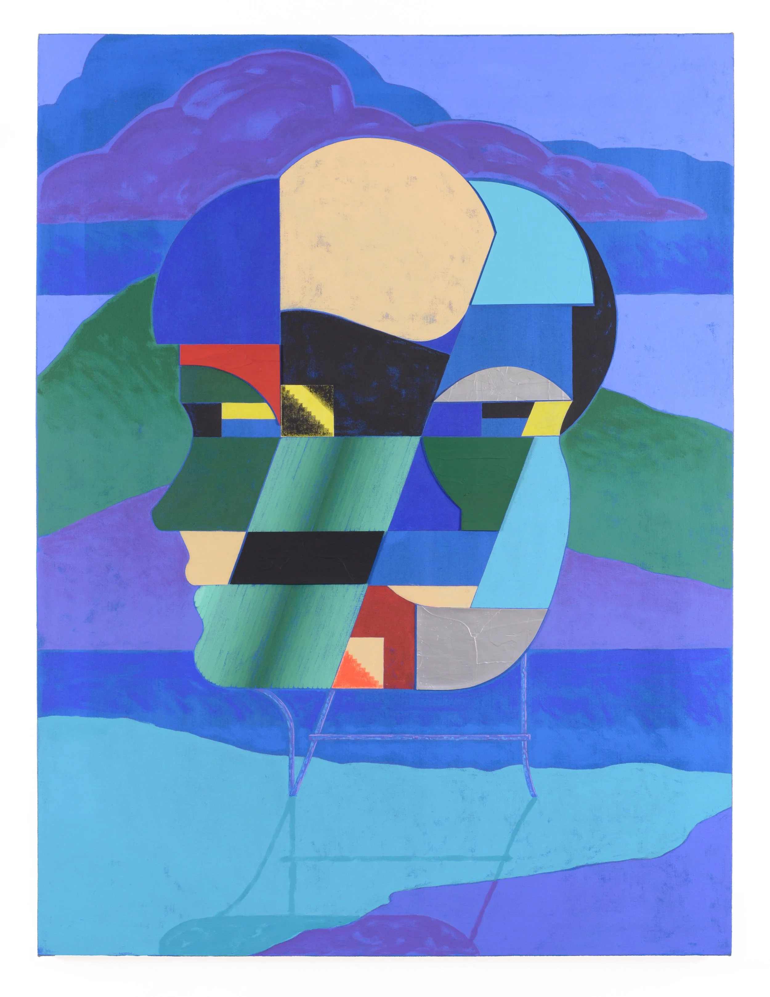 Jacob Feige- Cerulean Monument (Green), 2025, Acrylic on linen canvas, 54x40 inches. .jpg