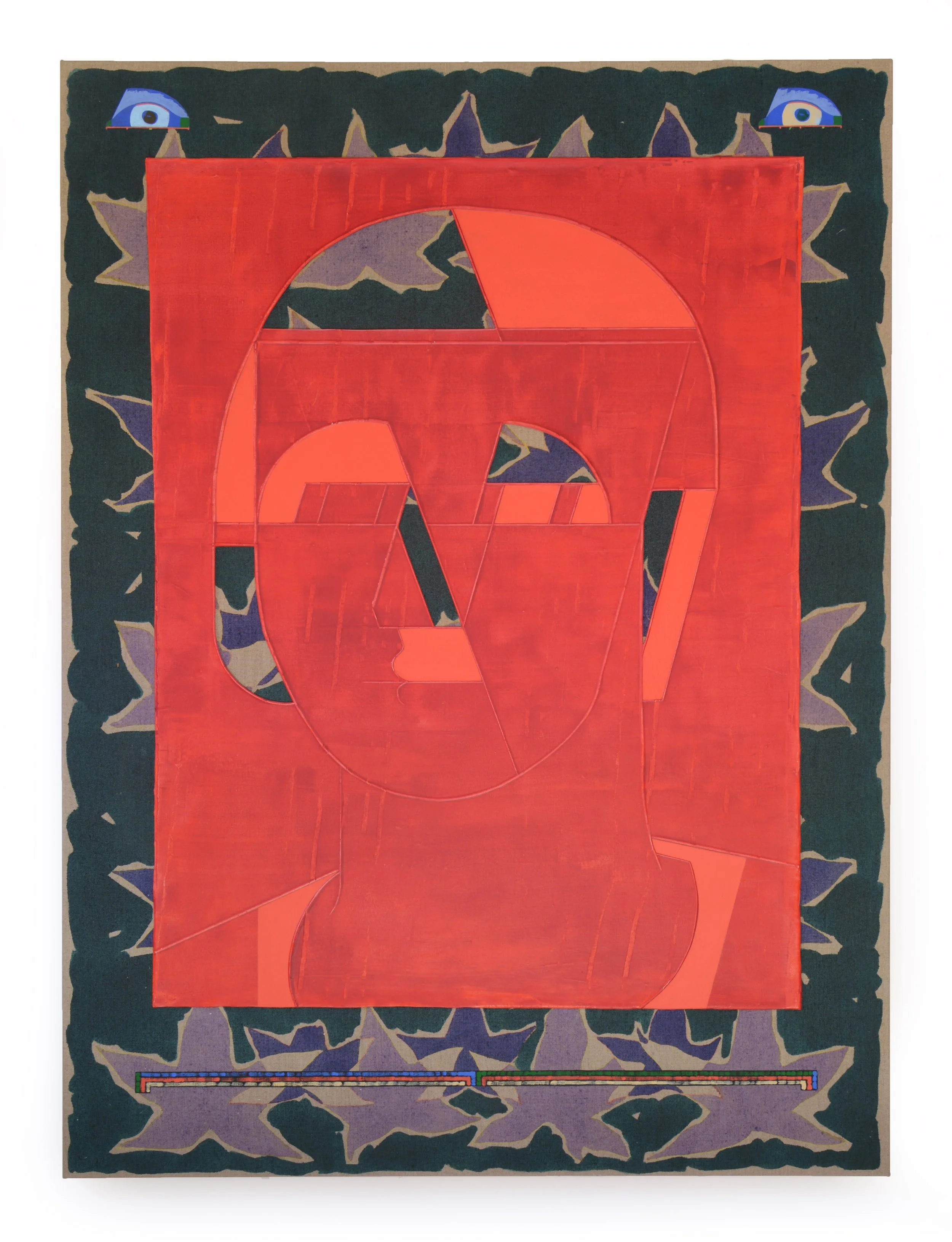 LEAF PERSON 1 (SWEETGUM) | 54 x 40 inches / 137.1 x 101.6 cm, cast acrylic mounted, acrylic on linen canvas, 2023