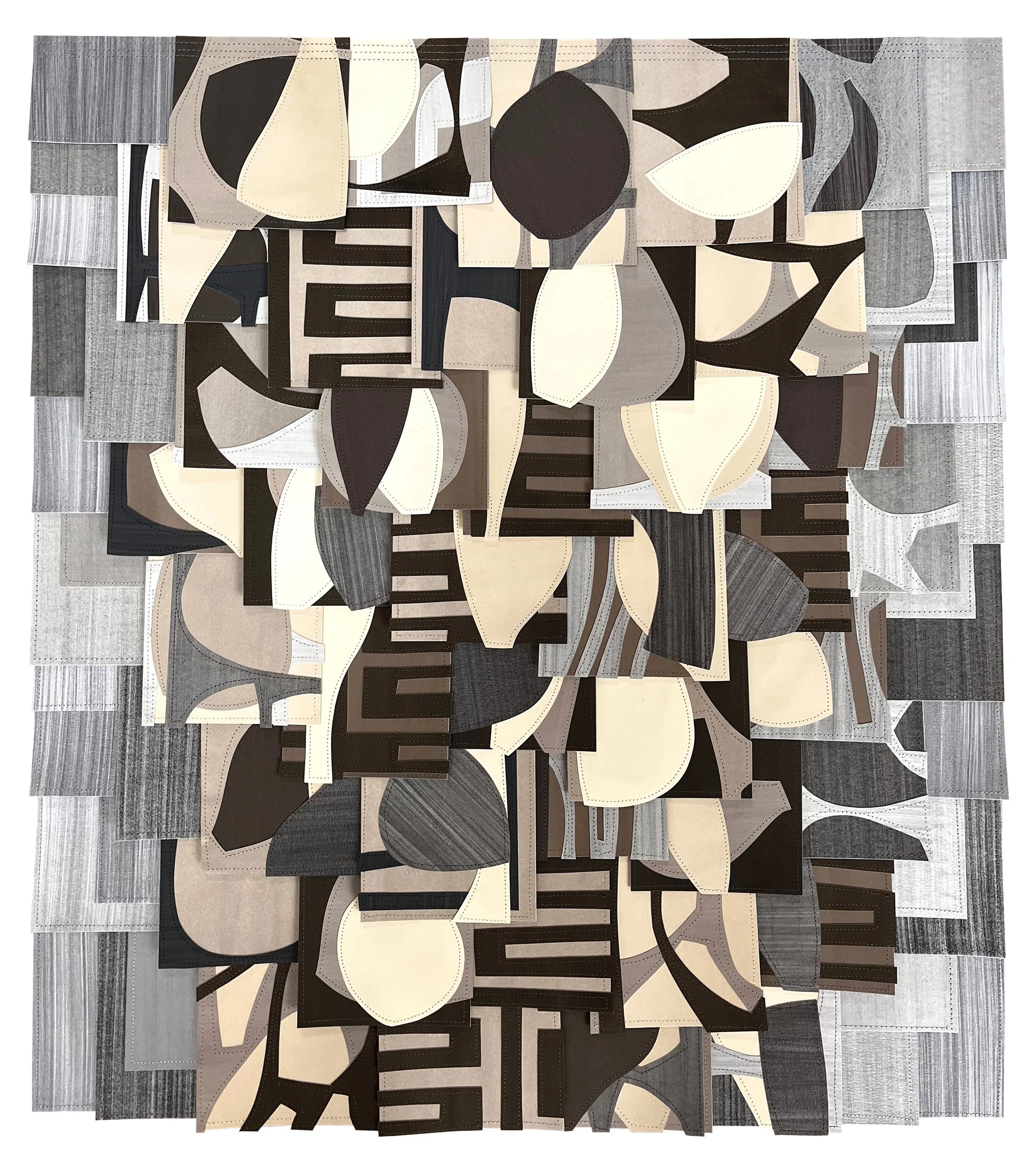 raymond saa untitled PS20230232.5 x 28.5 inches / 82.5 x 72.3 cm, gouache collage on sewn paper, 2023