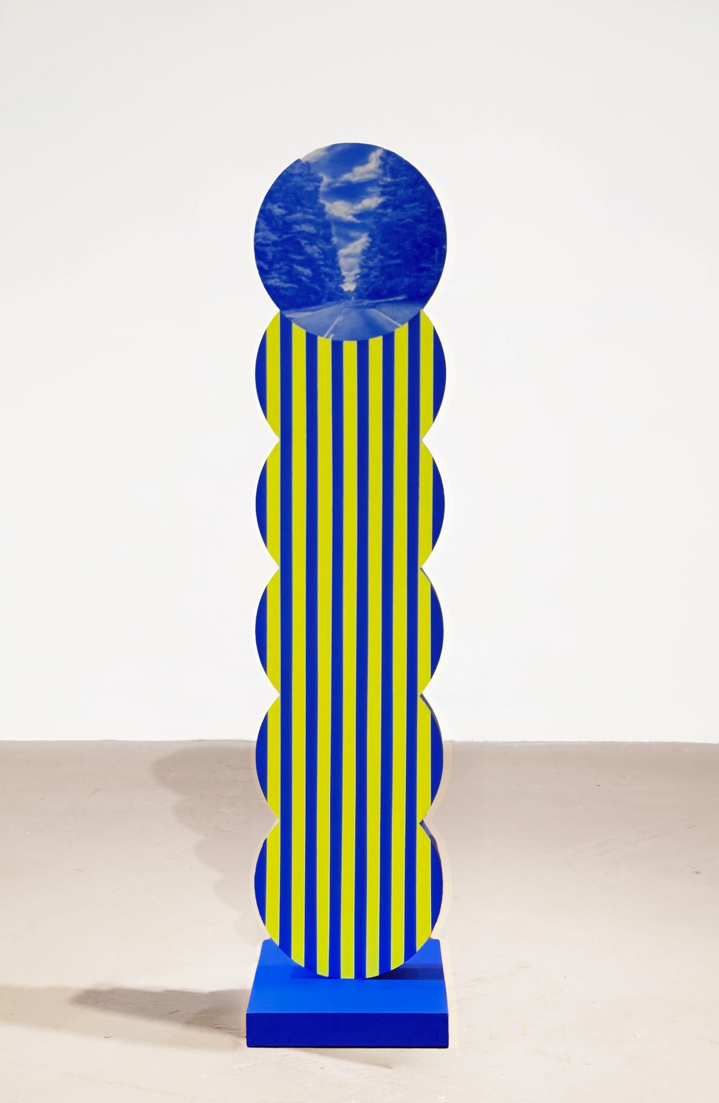 248 MILES (SIX CIRCLES 1) | 54 x 12.5 x 12.5 inches / 137.2 x 31.5 x 31.5, gouache, acrylic on panel, 2024 namwon choi