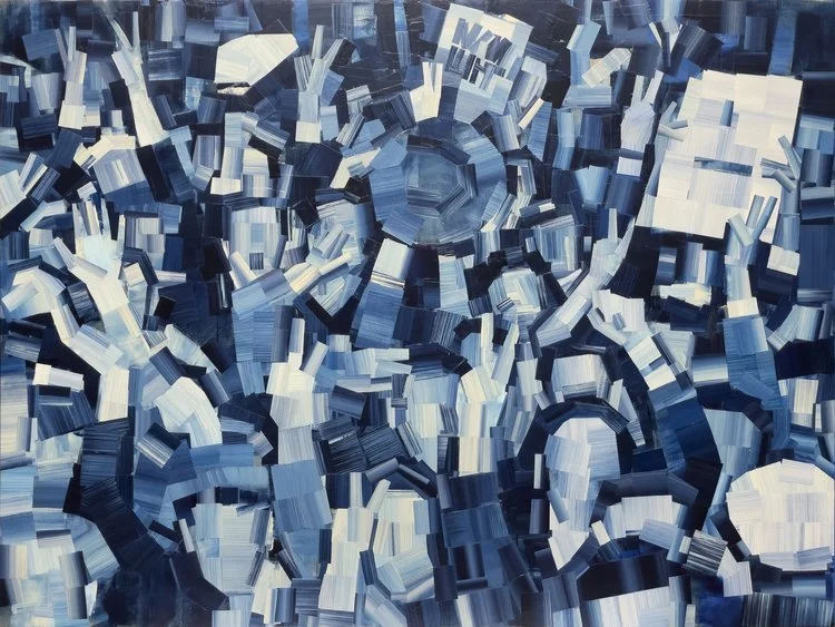 V-DAY | 36 x 48 inches / 91.4 x  121.9 cm, masking tape, acrylic paint on board, 2022