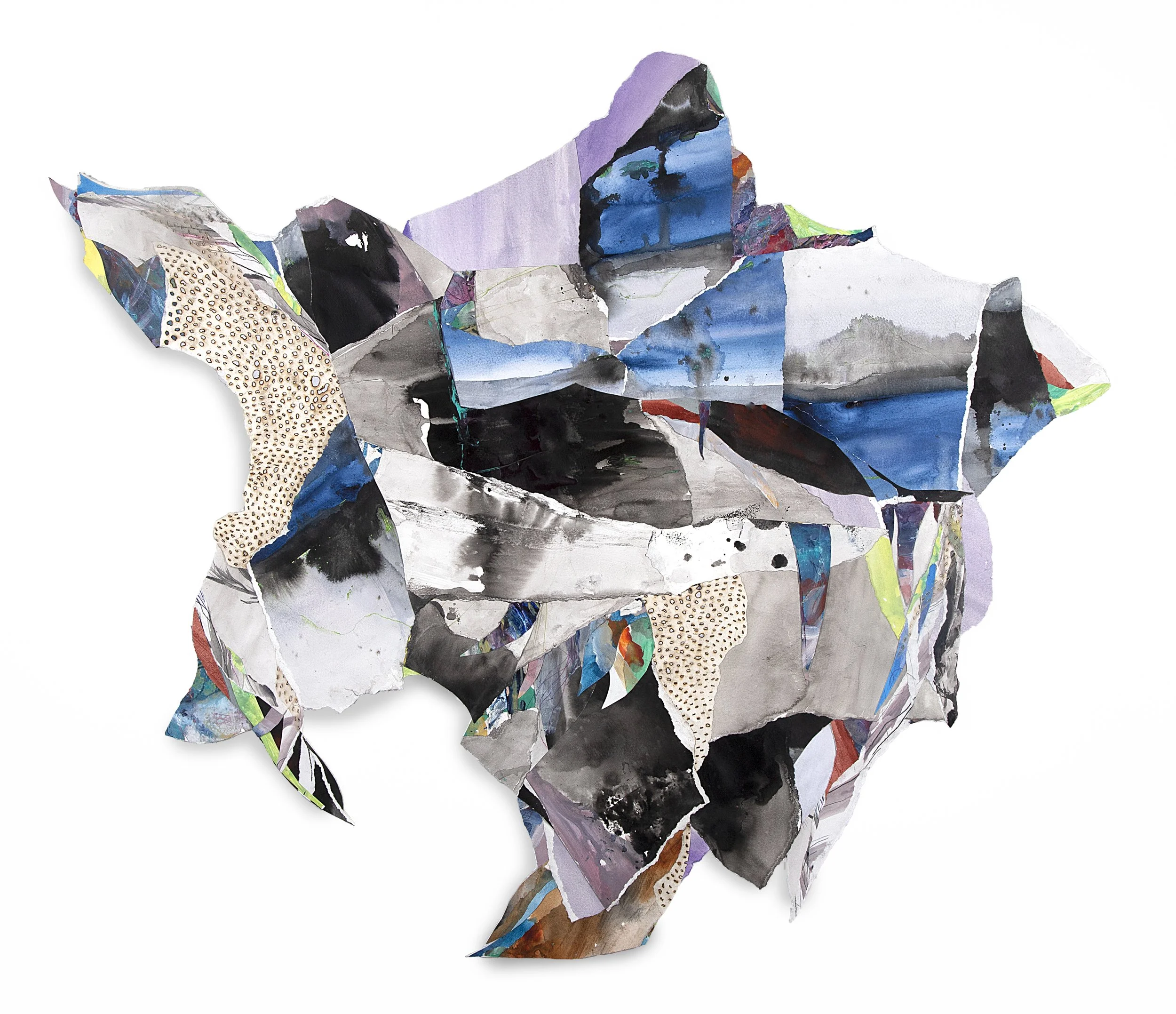 la vaughn belle STORM (HOW TO IMAGINE THE TROPICALIA AS MONUMENTAL- AS IN TO SHIFT THE TIDE AND SEDIMENTS)  38.5 x 44.5 inches / 77.5 x 119.4 cm  Charcoal, ink and acrylic with cuts and burns on paper  2024