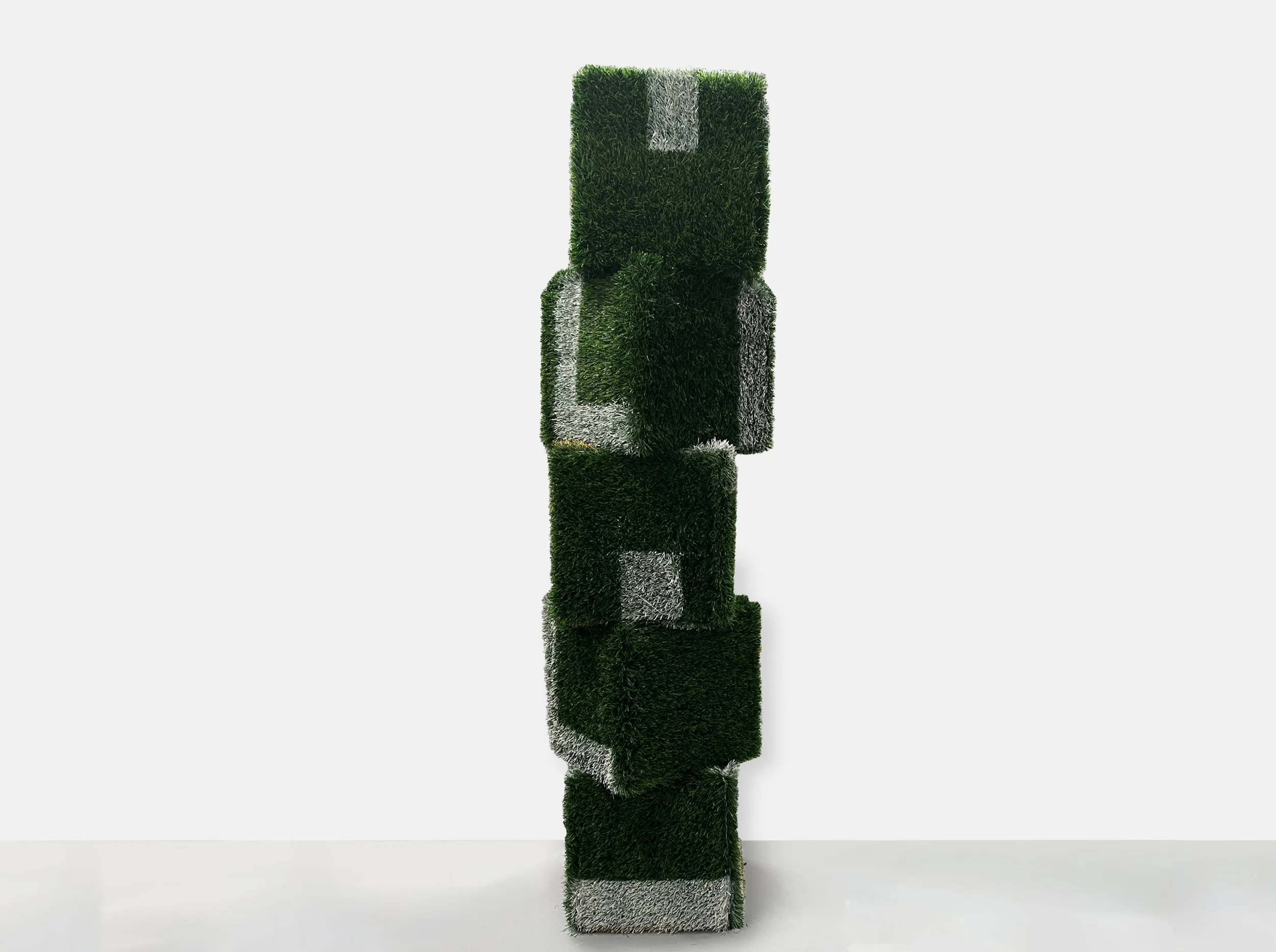 BRANDON J. DONAHUE-SHIPP | A MONUMENT TO SCRIMMAGE | 64 x 20 x 20 inches / 162 x 50 x 50 cm, astro Turf, spray paint, wood, 2025