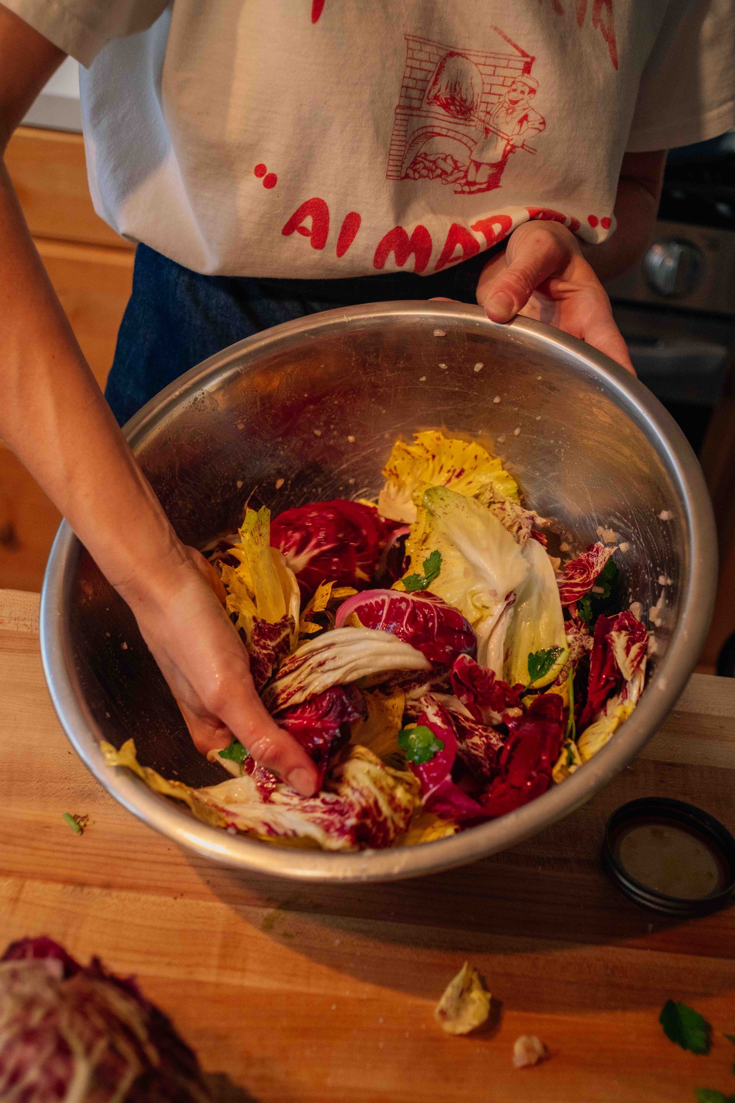 chicory salad with fig leaf vinaigrette | photo: Gray McClamrock
