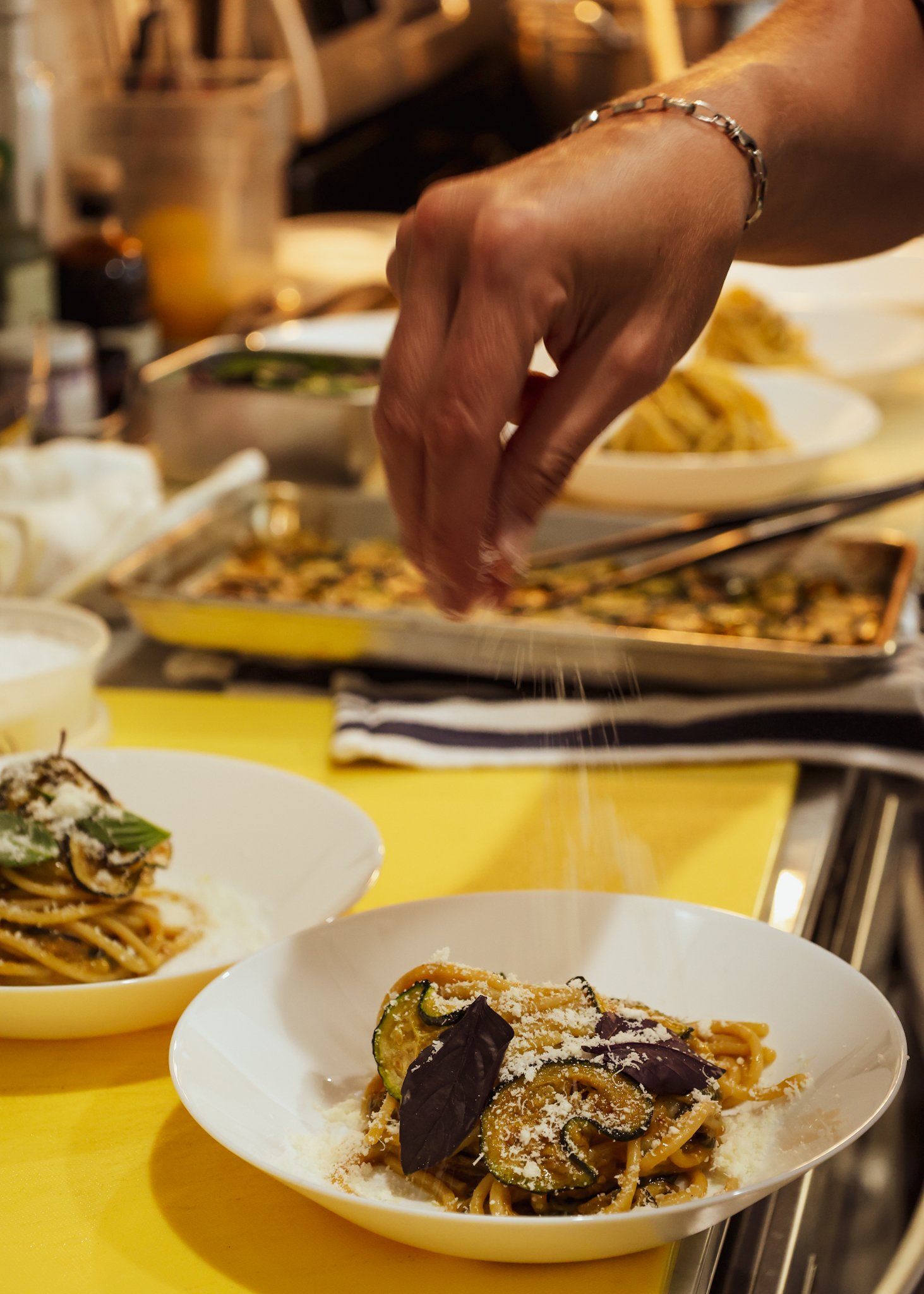 spaghetti alla nerano, private dinner in Atwater Village, LA | photo: Tessa Trozzolillo Foltz