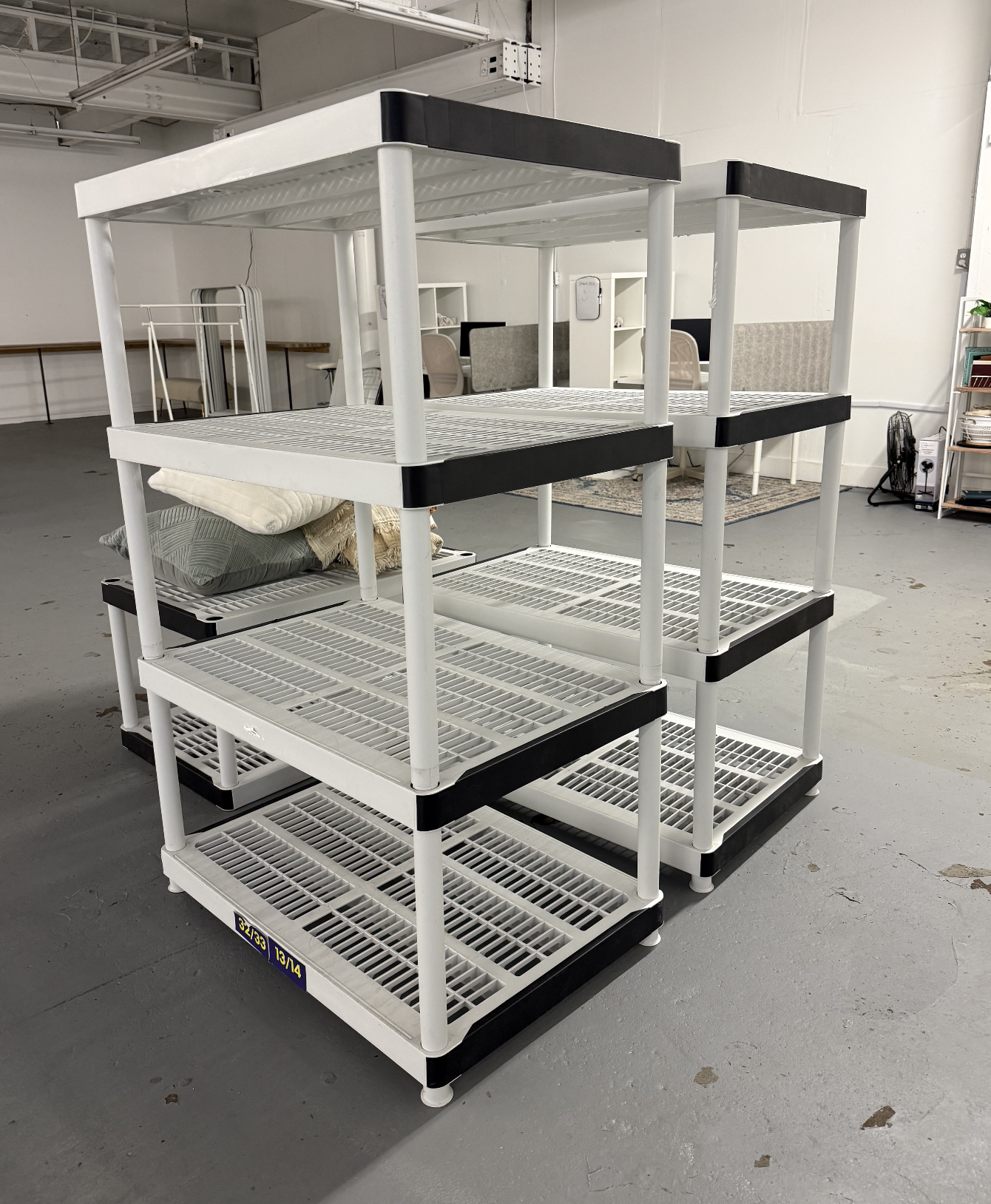 Plastic Storage Shelves (2 available)