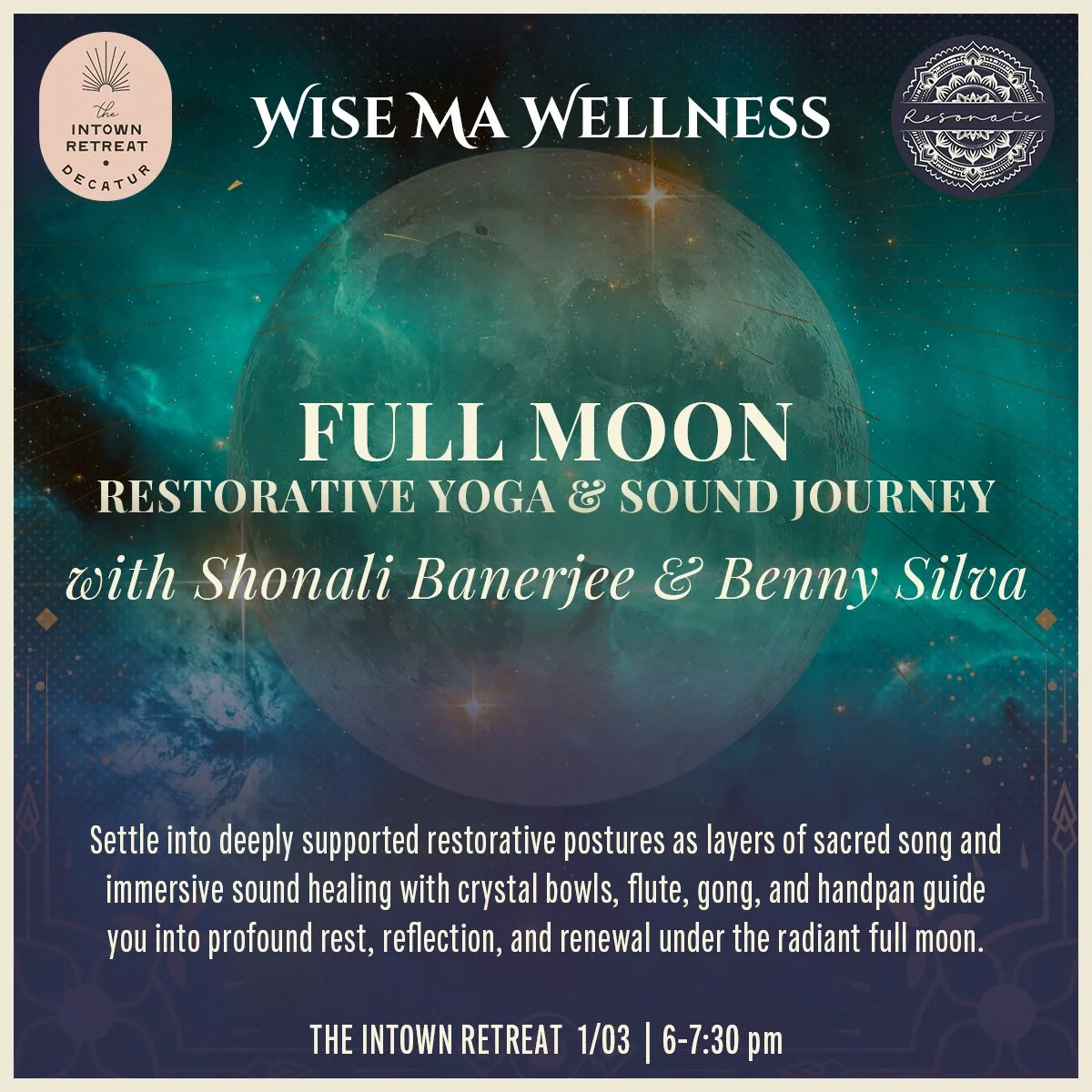 Full Moon Restorative Yoga + Sound Journey with Shonali and Benny