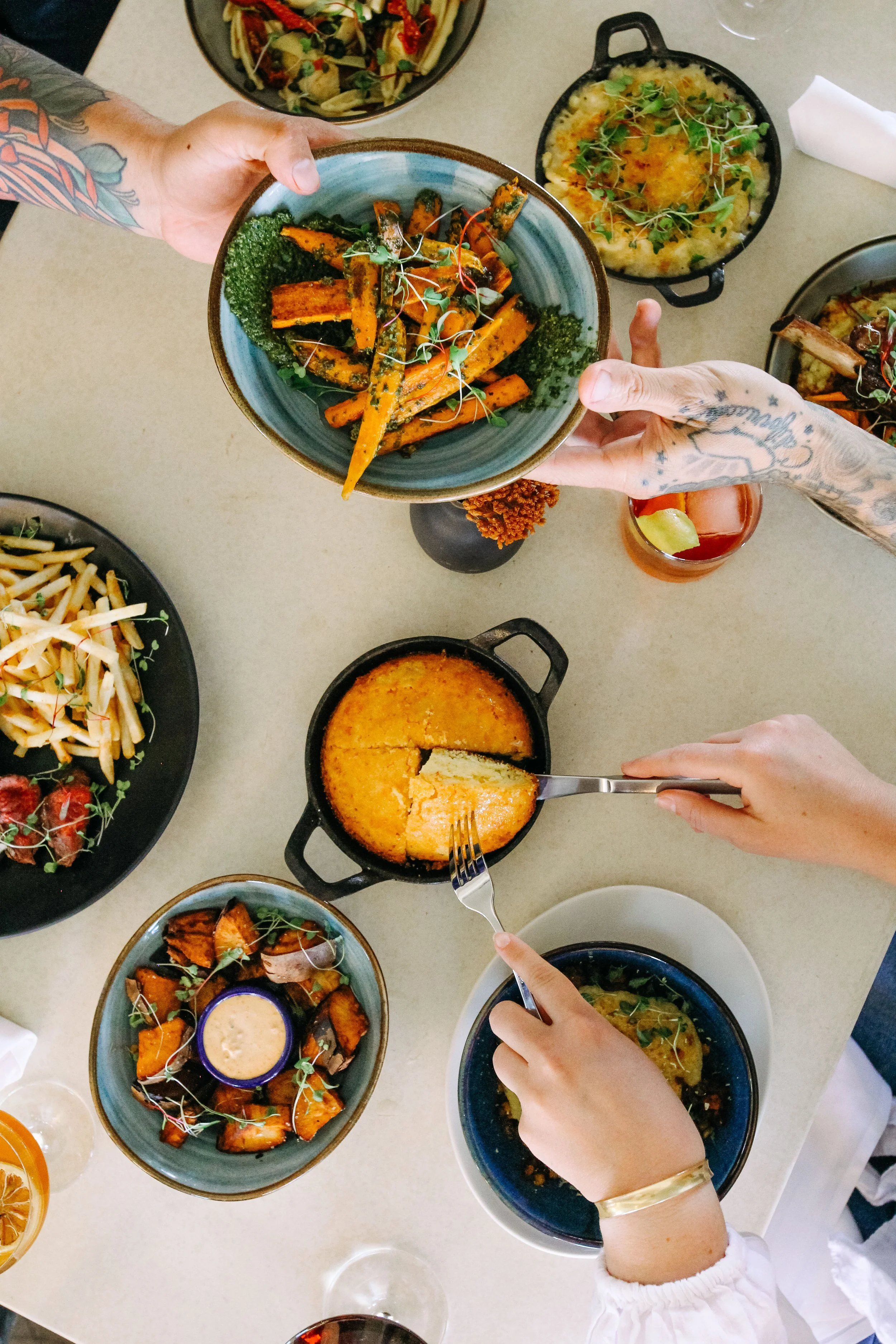 A fresh dinner menu at Norman in los Alamos, featuring nourishing meals, tasty starters, and fresh summer salads.