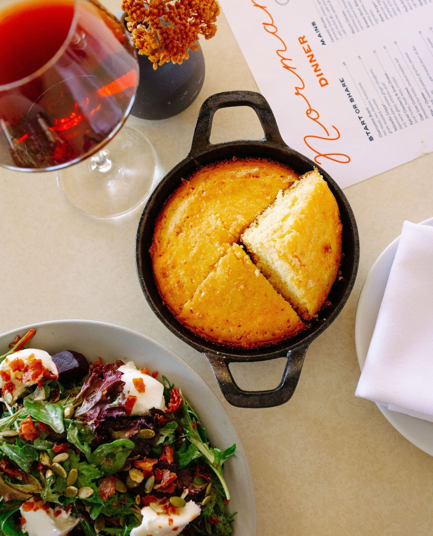 ⁠Fall calls for Norman's cast-iron cornbread and harvest salad⁠ 🍂  Book a table via the bio link 🌙 ⁠