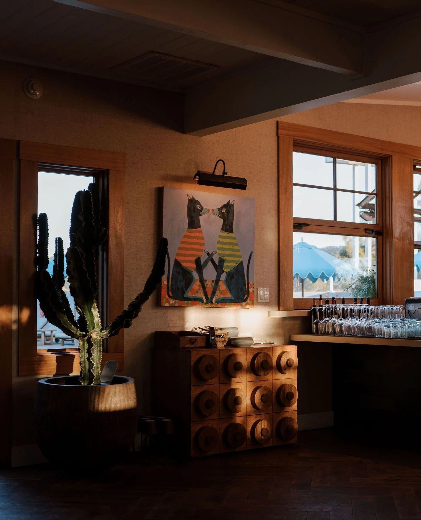 We discovered Jennifer Davis&rsquo;s work in a Palm Springs gallery and knew it was a natural fit for Skyview. This particular piece, Secret Handshake (2021), carries Jennifer&rsquo;s expressive wit and lingers through an exceptional eye for color an