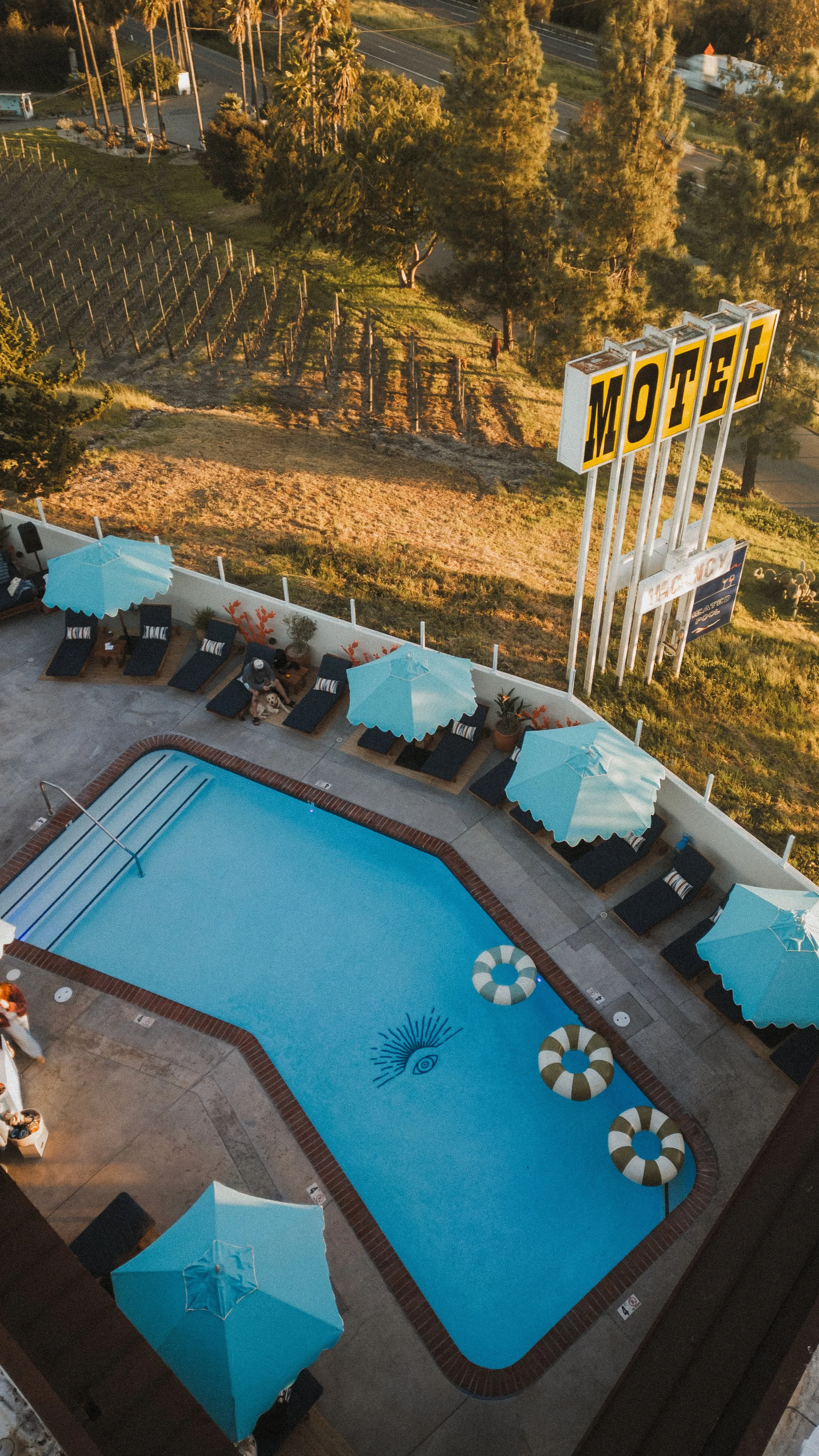 Boutique hotel pool day pass in Los Alamos California at Skyview.
