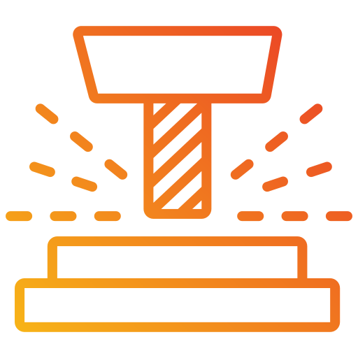 Icon of a hammer hitting a surface, with sparks indicating impact.