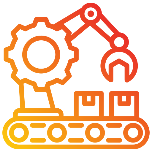 Graphic with a gear icon, a check mark, and a speech bubble, all connected by lines, representing a process or workflow.