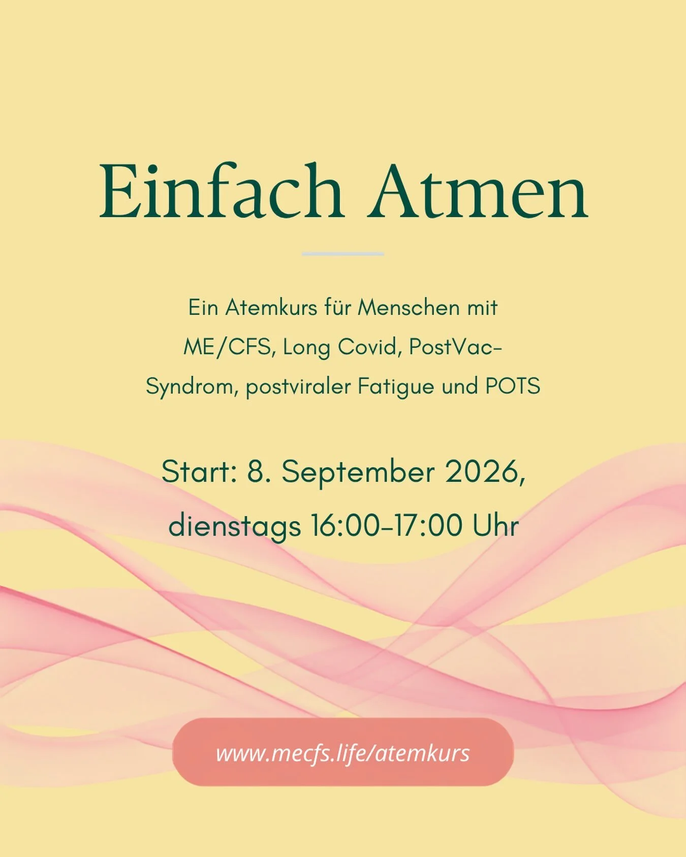 Die Atmung ist mein Go-To-Tool wenn es mir schlechter geht, aber auch um mich fit zu halten. In diesem Atemkurs zeige ich dir die Atemtechniken, die f&uuml;r ME/CFS, LongCovid und POTS geeignet und unterst&uuml;tzend sind. Denn nicht alle Atem&uuml;b