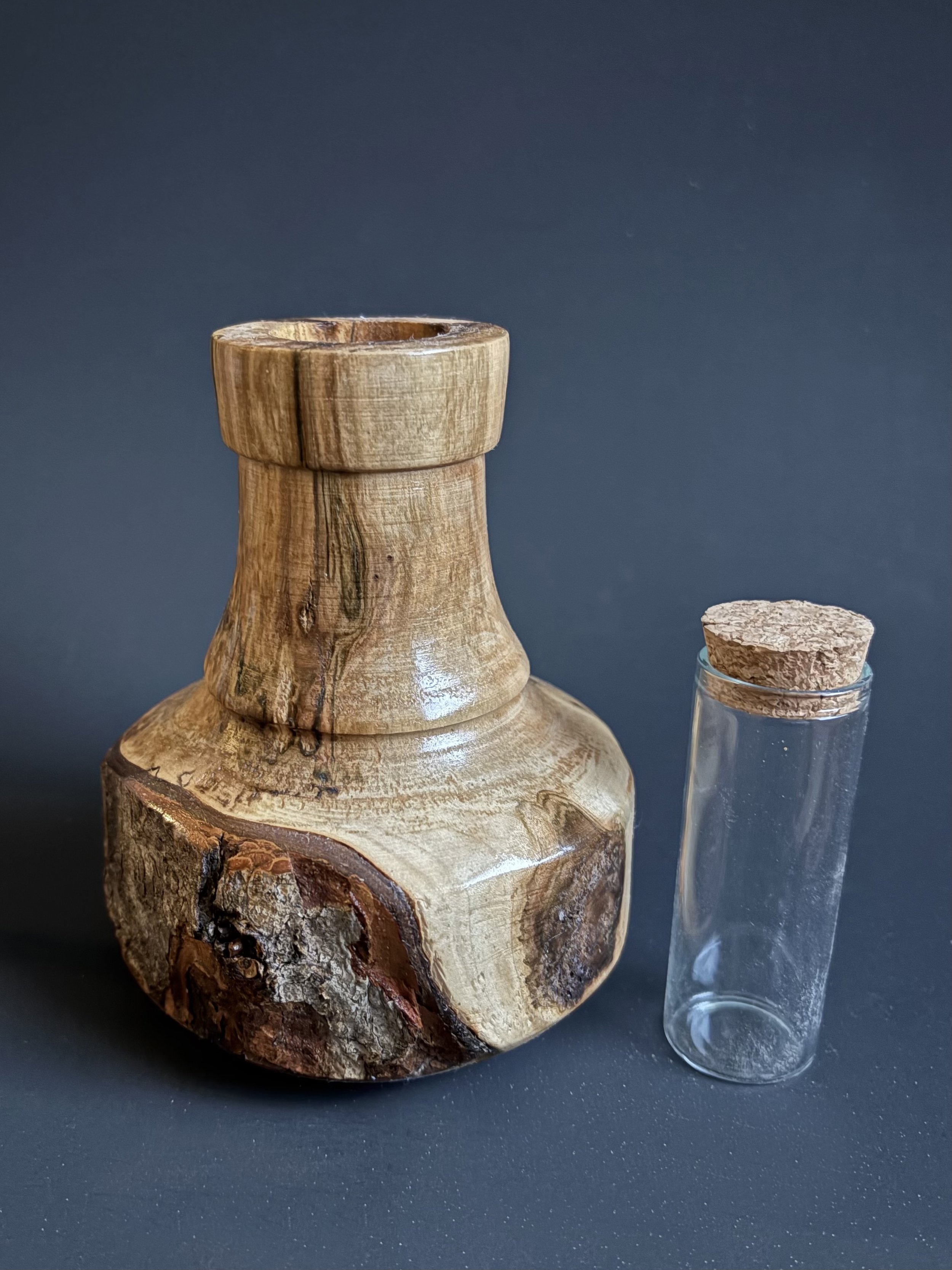 Honey Locust Vase - Live Edge (with glass insert)