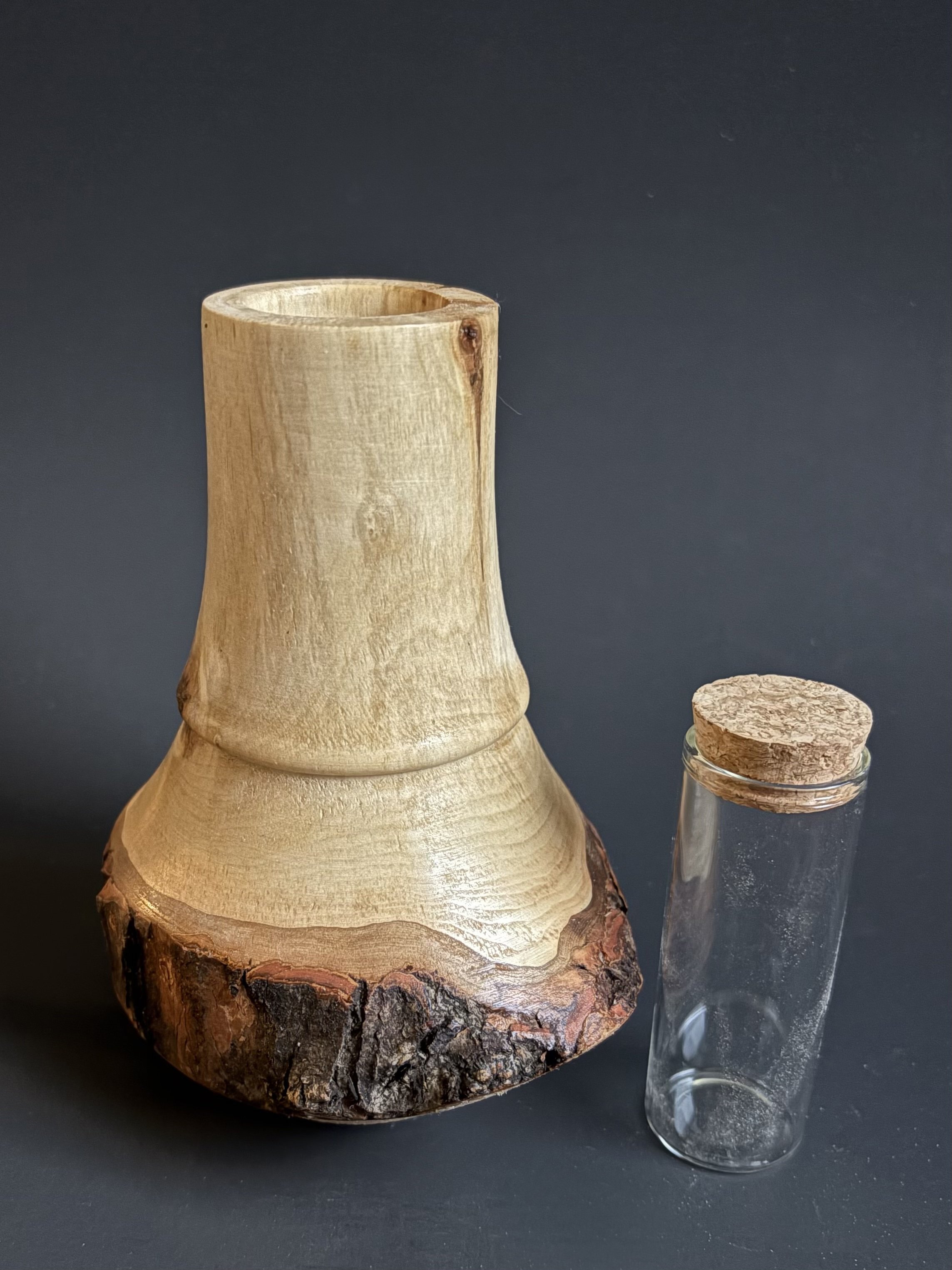 Honey Locust Vase - Live Edge (with glass insert)