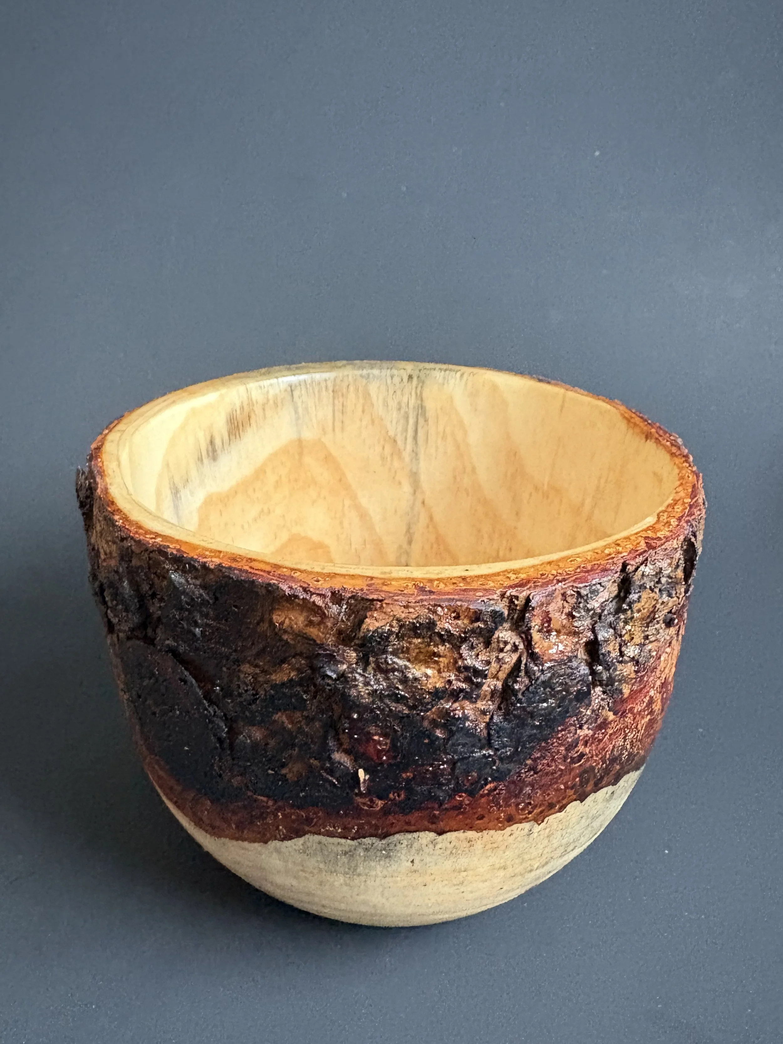 Pine Bowl (w/ live edge rim and burn scar)