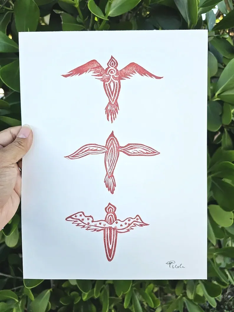 "Flying Bird" Trio Handmade Print