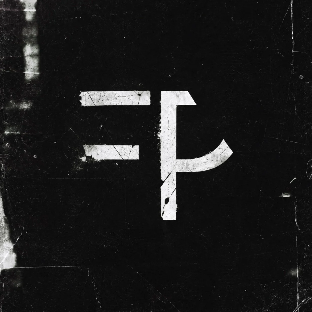 A black and white street sign with a white arrow pointing straight and a curved arrow pointing to the right, marked with the letter 'F'.