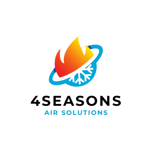 Logo for 4 Seasons Air Solutions with a flame and snowflake intertwined.