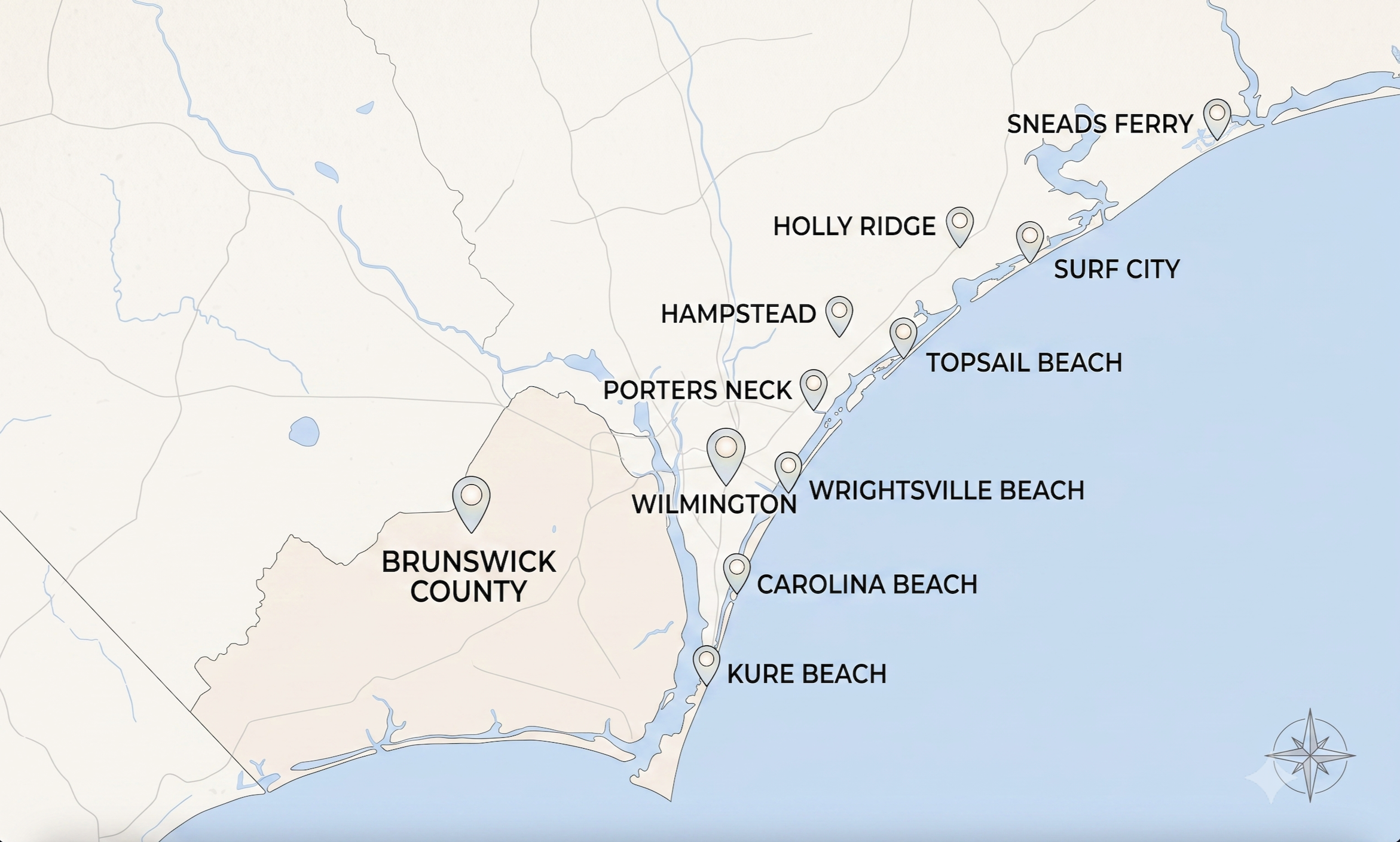 Map of the Timber and Tide service area