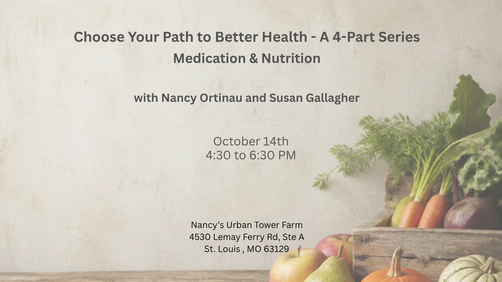 Choose  Your Path to Better Health 4 Part Series: Medication & Nutrition