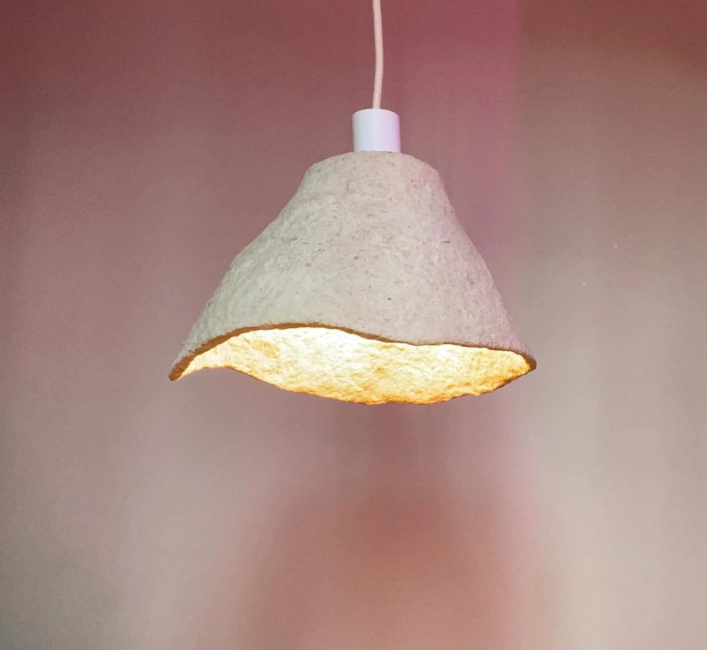 (((9&rdquo; tall x 12&rdquo; round)))(((closed top pendant))) BIRTH PRAYER LAMP&hellip;this smaller pendant was made with pulped recycled paper and written hopes for a v special newborn and his lil queer family&hellip;written down collectively by lov