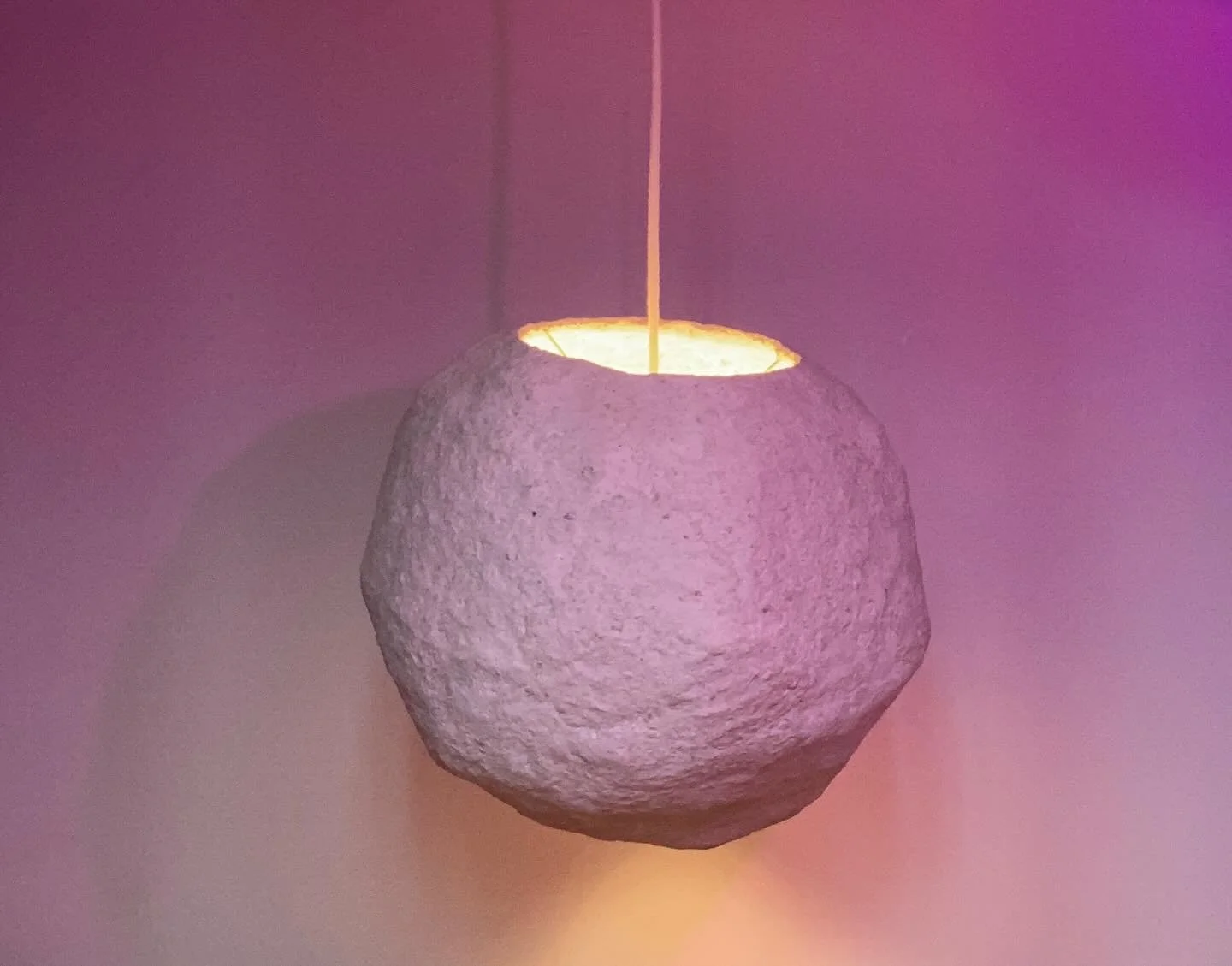 (((15&rdquo; round&rdquo;)))(((open top pendant))) BFF ORB: recycled paper mixed with a letter full of wishes and platonic love for my dear friend - a hospice nurse who longs for a three day work week and the truest of love. If this one seems weird, 