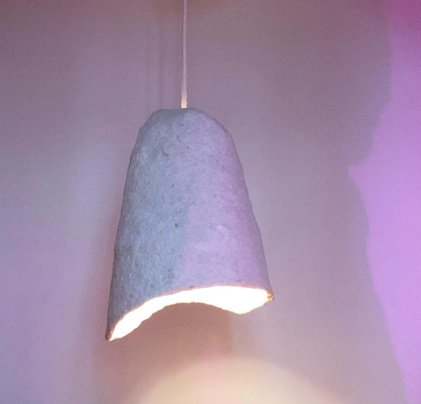 (((15&rdquo; tall x 12&rdquo;round))) (((open top pendant))) ANCESTOR SHADE: recycled paper mixed with letters of love and gratitude for Butch, Ginks, and Matt along with a few strands of my grandma&rsquo;s hair, dog fur, and petals from my brother&r