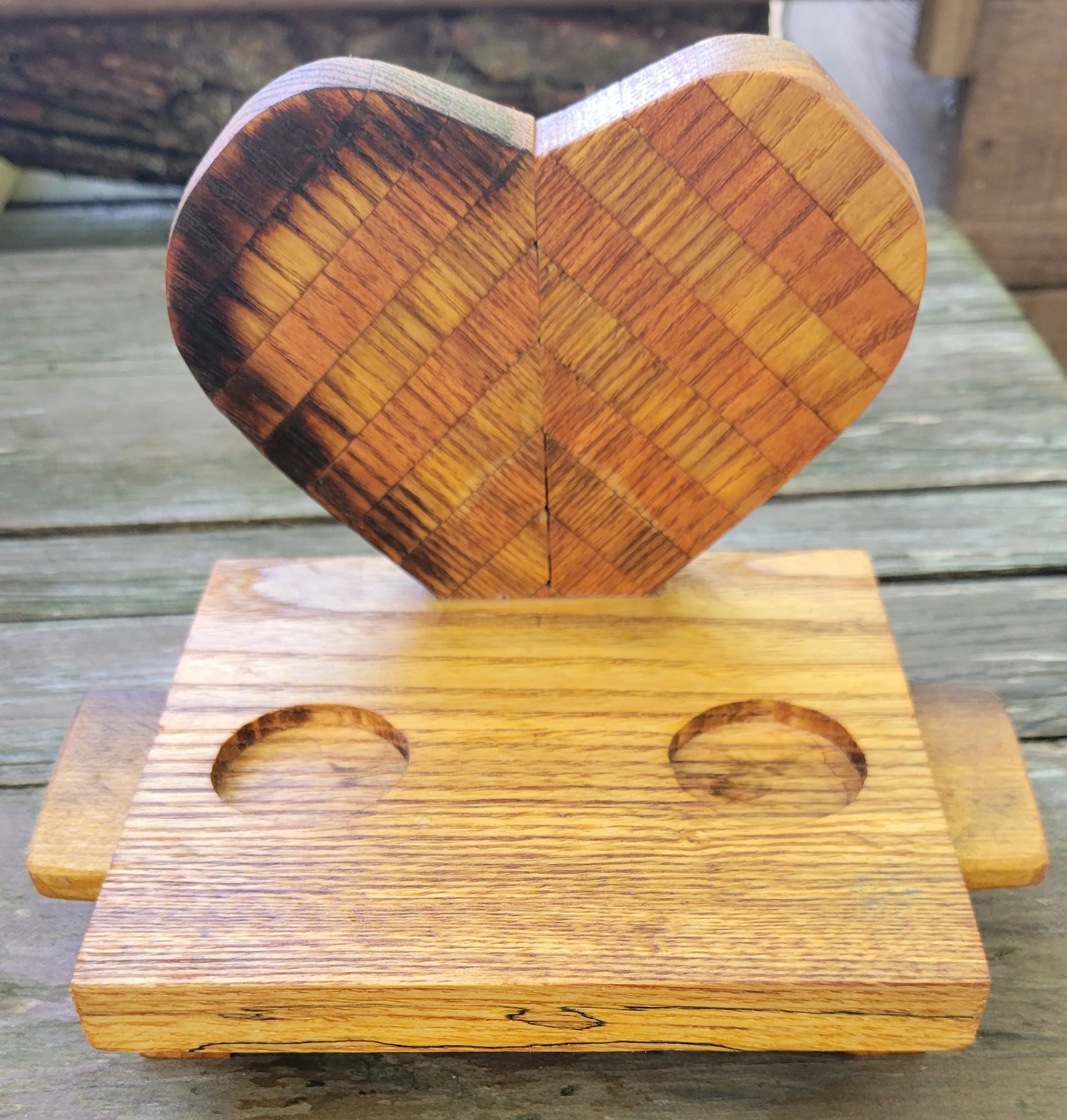 Wooden Heart Votive Candle Holder
