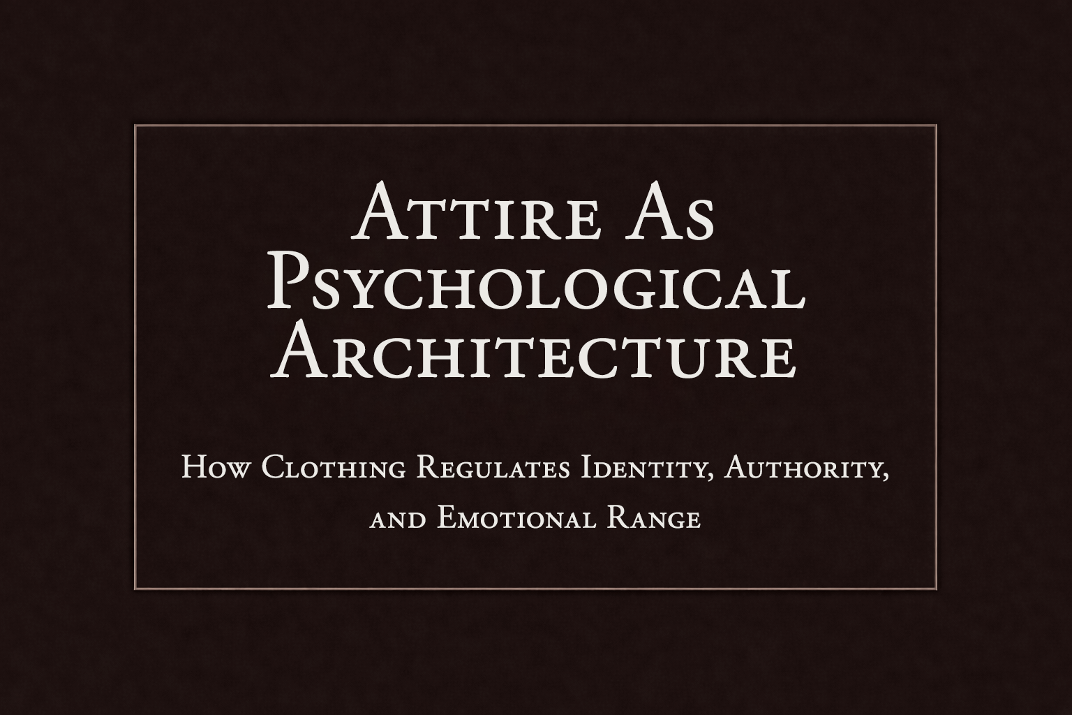Attire as Psychological Architecture: How Clothing Regulates Identity, Authority, and Emotional Range