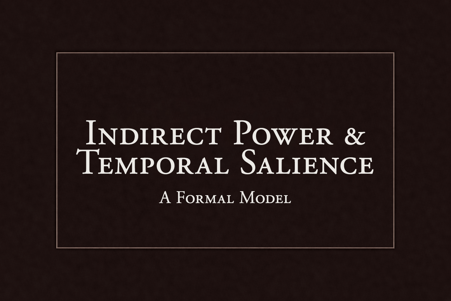 Indirect Power and Temporal Salience: A Formal Model