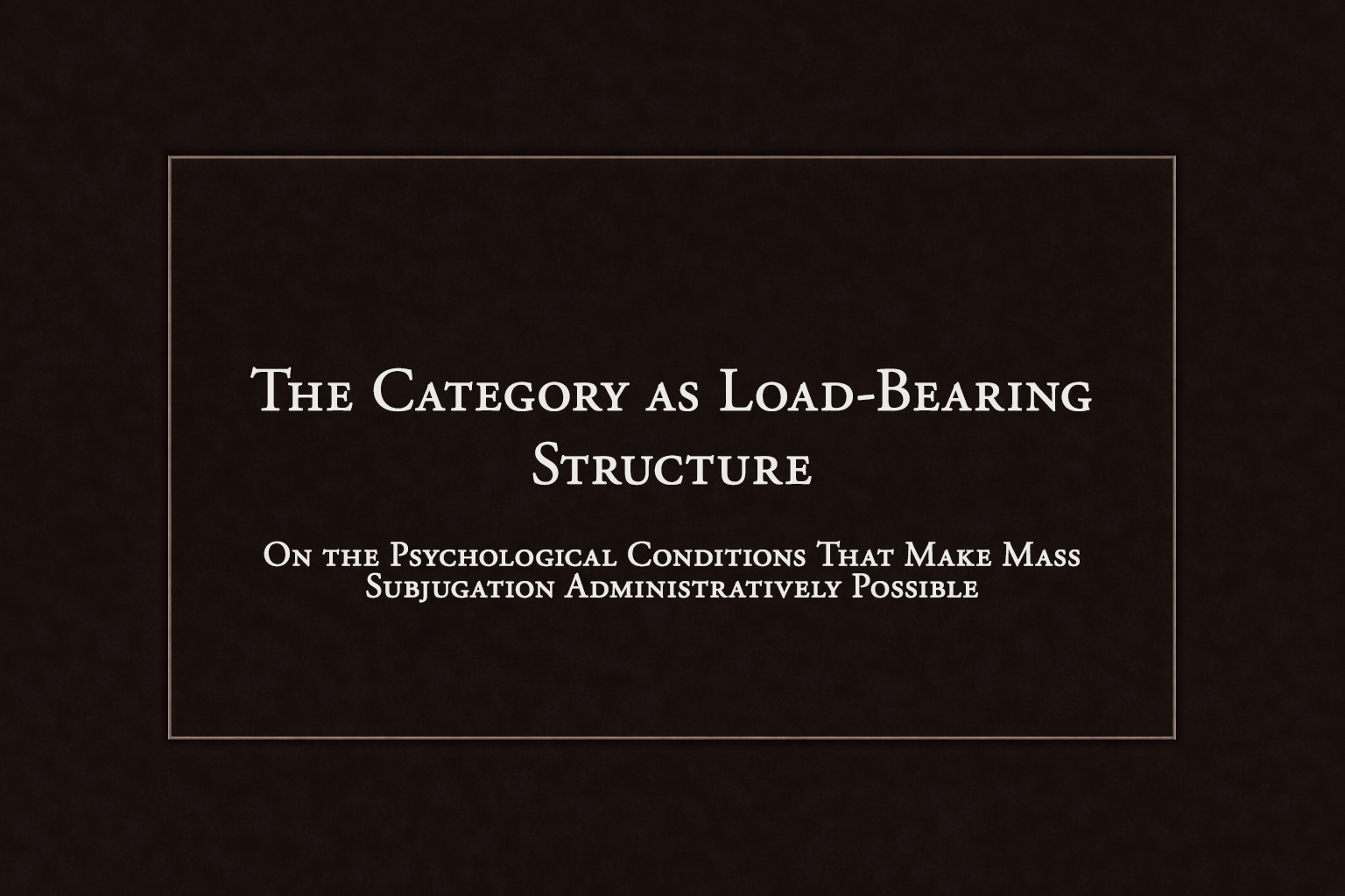 The Category as Load-Bearing Structure