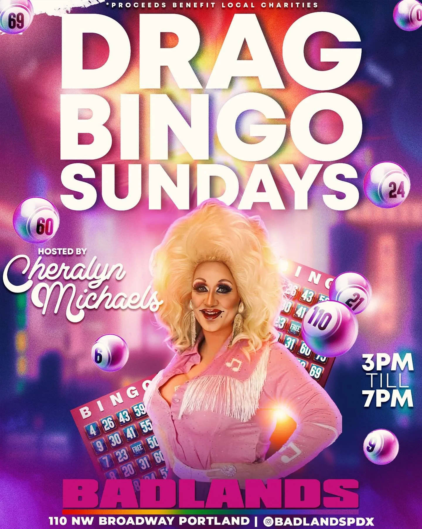 What does your Sunday need after a wild Halloweekend? How about hair of the dog, some low lighting and some prizes while you sit back and chill? Your wish is our command, at Drag Queen Bingo with @cheralynmichaels! Pop in today to play the game of ch