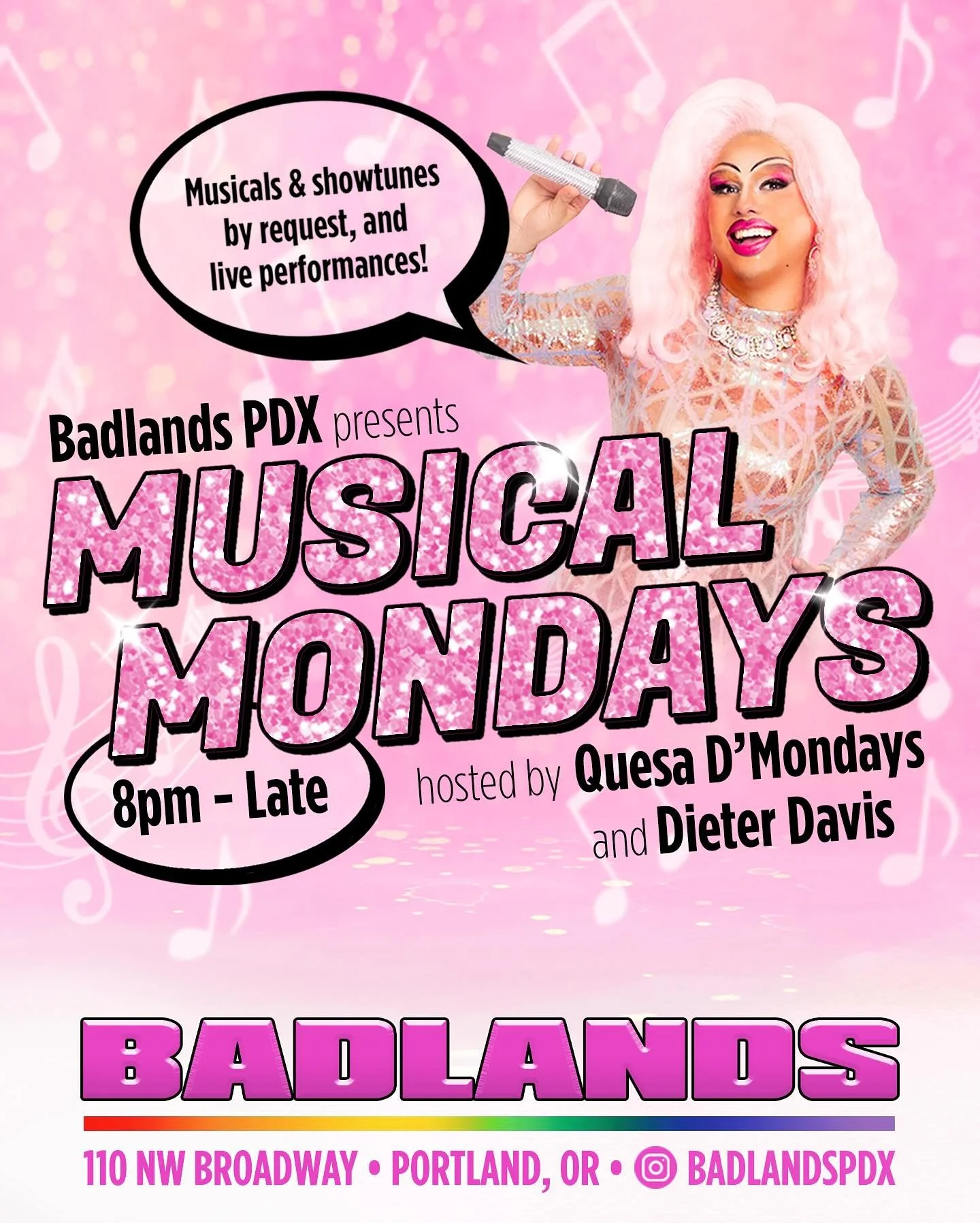 The stage is set for a night of nostalgia, song, and seeing your favorite musicals dance across the screen with @quesa_d.mondays busting out live renditions of your favorites. 

@dieterdavis has it all cued up, grab your friends and sing with us. Mus