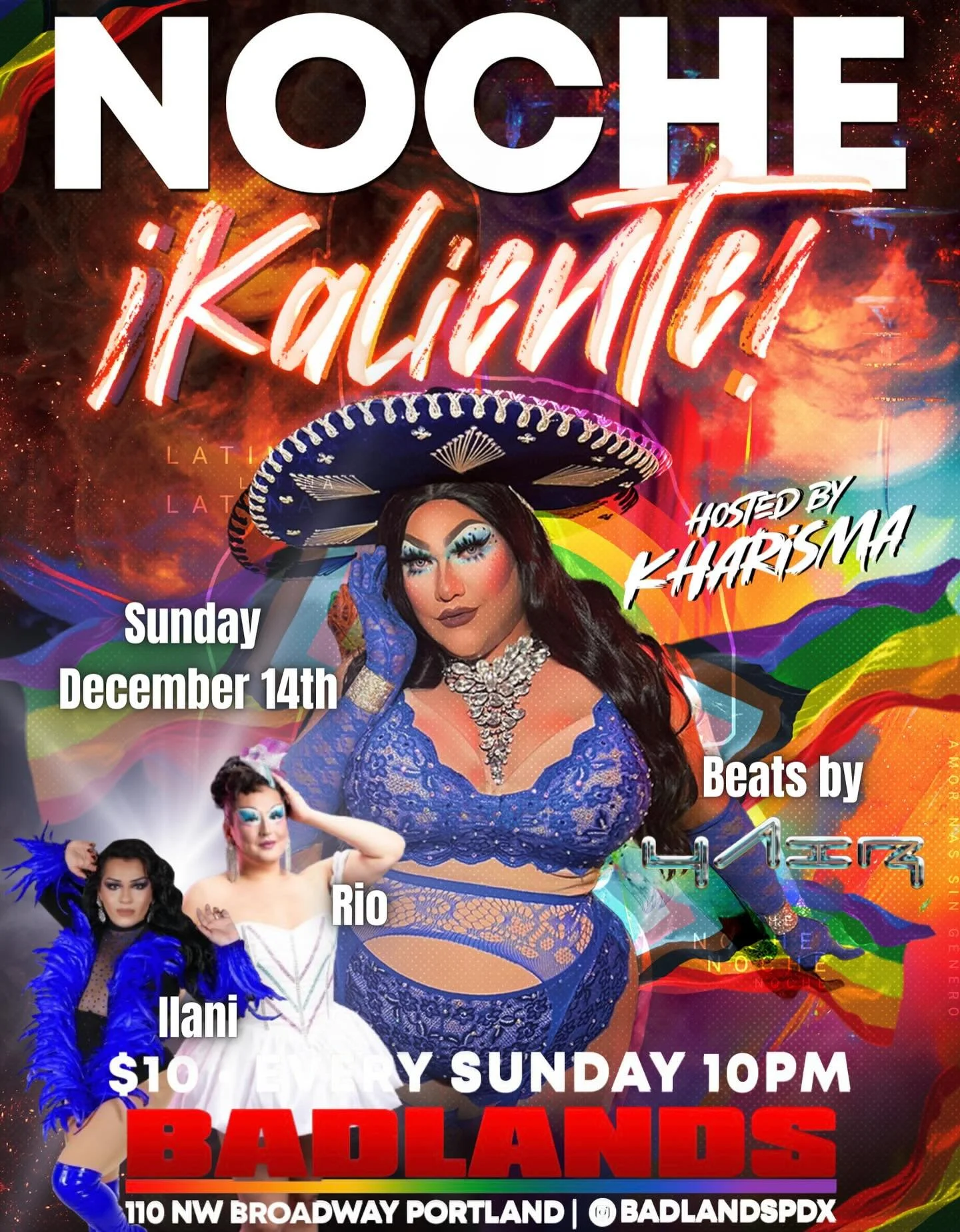 The heat is here 🔥 It&rsquo;s @nochekaliente!

Sundays are blazing hot with your host @kharismakwiththek at the best queer Latin dance party in town! 

Pull up tonight to see Kaliente drag performances from @ilanixxo and @riodiehlvolt, along with mo