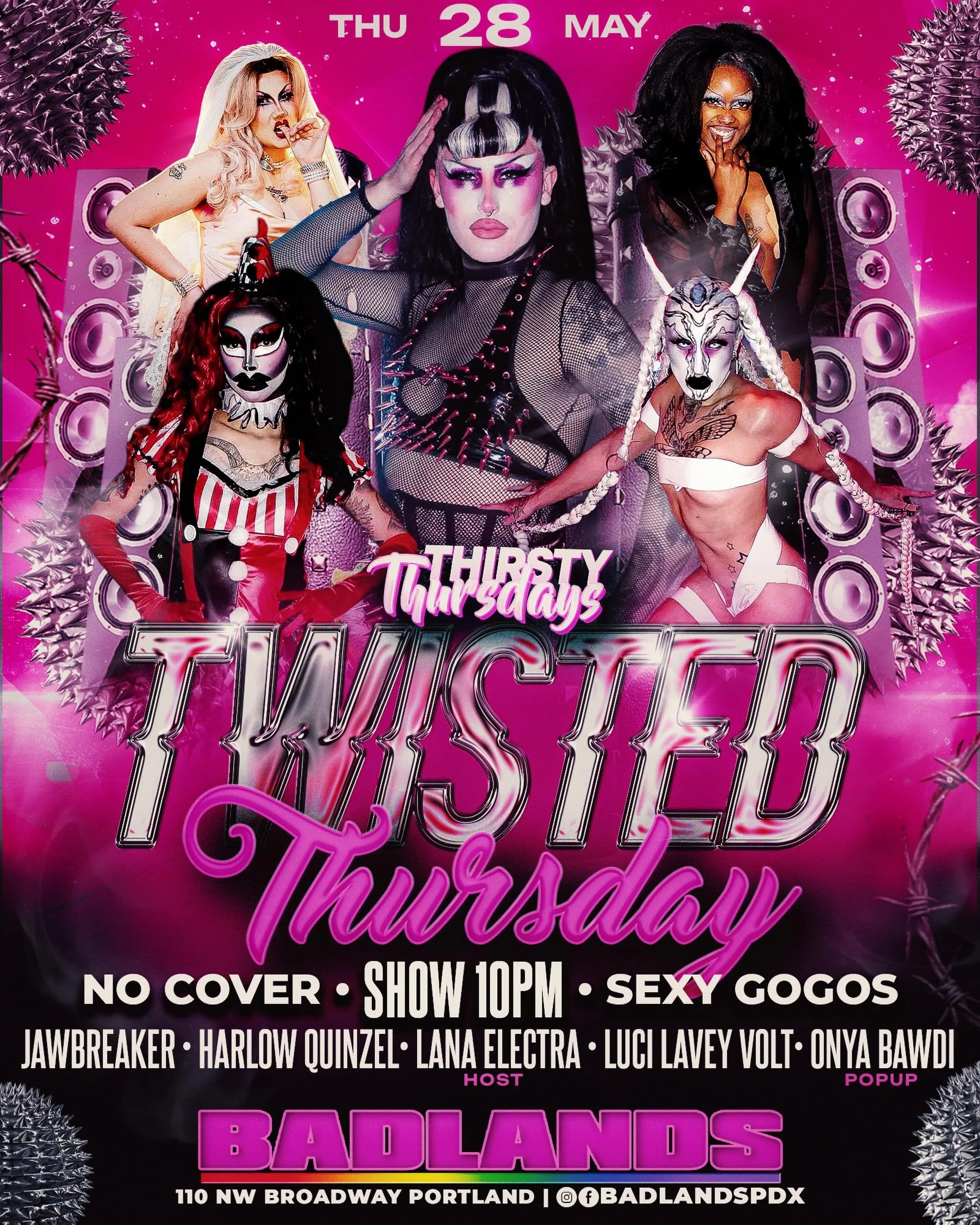 Buckle up, it&rsquo;s gonna be a wild ride ⛓️&zwj;💥

Twisted Thursday is back, celebrating the queer weirdos, punks, and goths with performances that&rsquo;ll make tickle the darkest parts of your soul 🔥🔥

This psycho circus is hosted by the absol