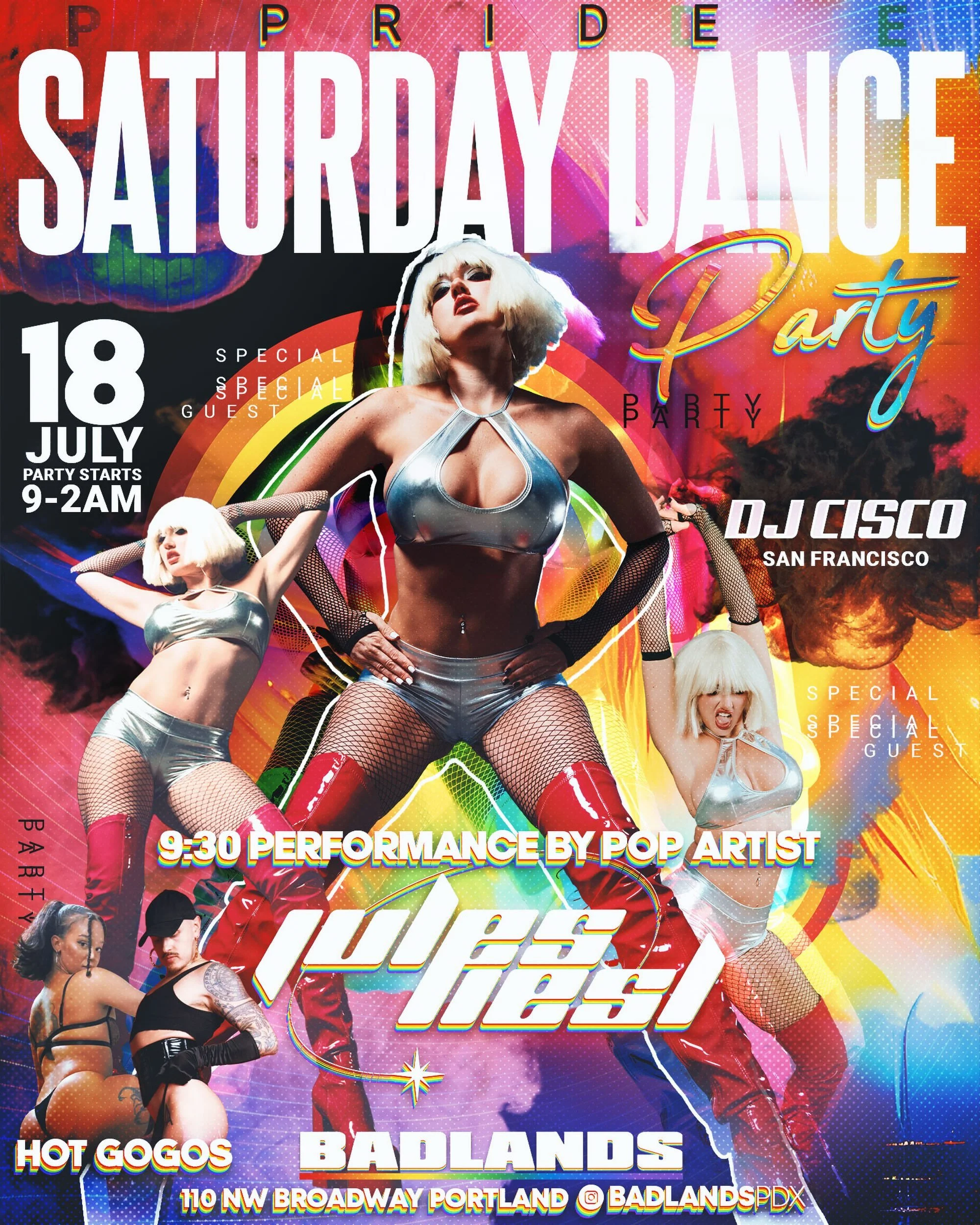 Pride Saturday is gonna be INSANE 😱

Next week, we&rsquo;ve got pop artist @julesliesl headlining our Saturday dance party, putting on a live performance as we kick off our massive dance party 🥳 See this up and coming pop sensation pull out vocals,