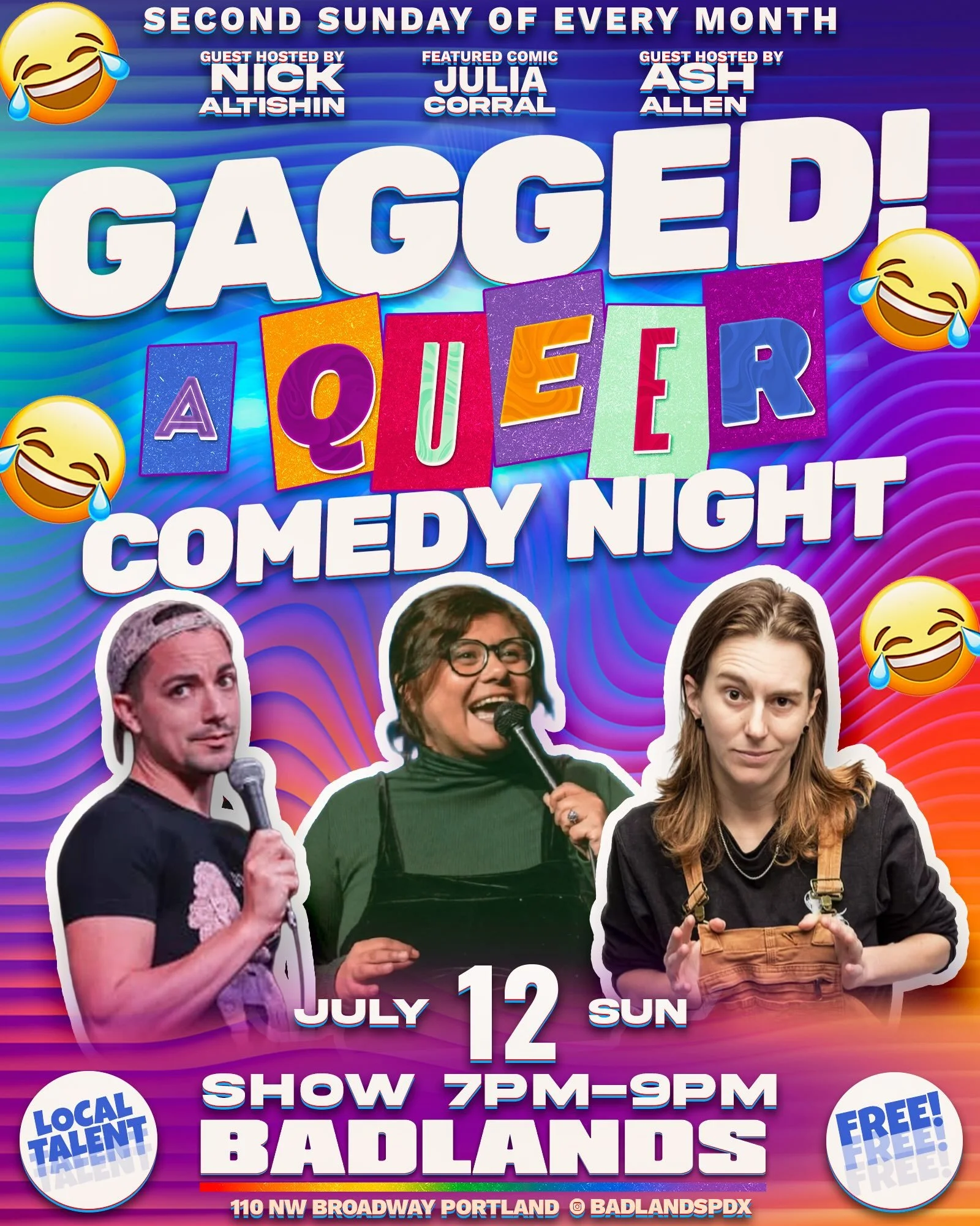 Come and get your lols tonight 😂

@gaggedpdxcomedy is back with Pride Part 2, and the laughs are gonna be rolling in 🤭 Your extra special guest hosts @nickaltishin and @koopy21 are bringing you Portland&rsquo;s punchiest queer comedy in a show comp