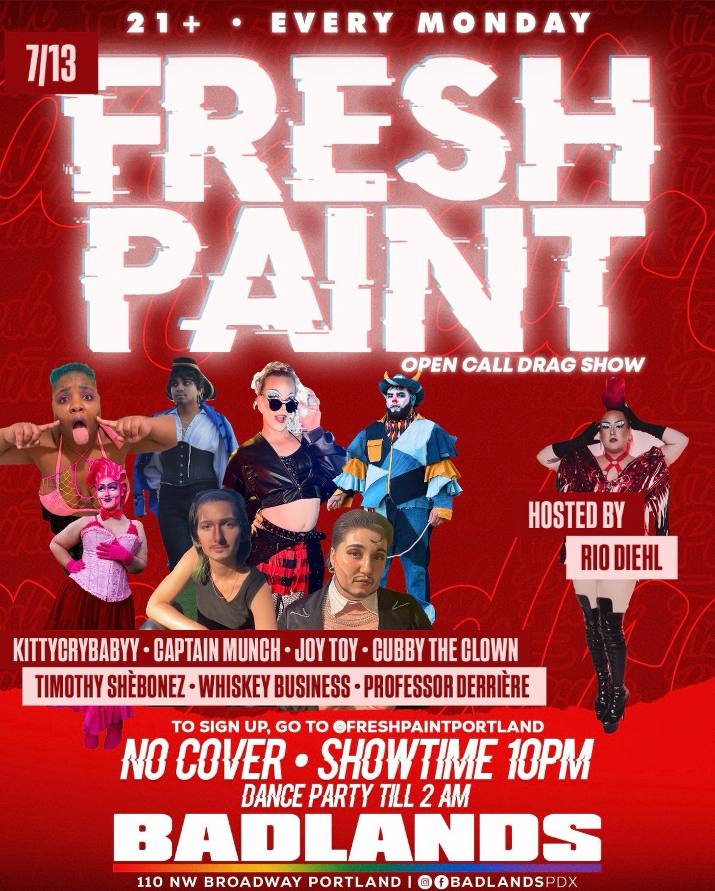 Launch into pride week with some DRAG ✨

@freshpaintportland is your ticket to local drag artists getting their first shot at the big time. Your host, @theriodiehl invites Portland entertainers to go all out on our stage, showing off their goods and 