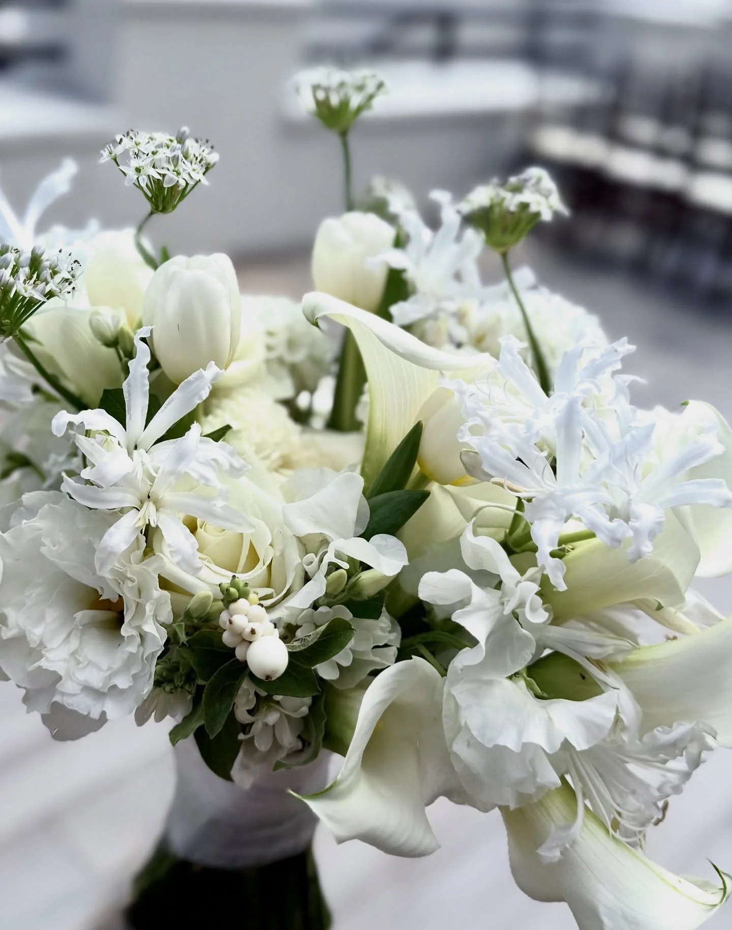 For Her ::: nerines, dahlia and callas all gathered for her at this weekends wedding @frenchbouquet 
@waterfrontweddings 
@wendy_dahl 
@jimkennedyphotographers 
@invisibletouchevents 
@flawlessfacesbeautylounge 
@simplysweetcakery 
#wedding #waterfro