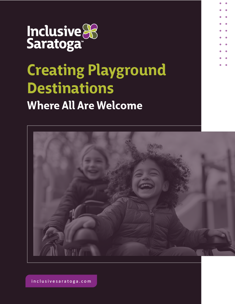 Guide Cover: How to design an inclusive playground so that all are welcome and can fully participate.